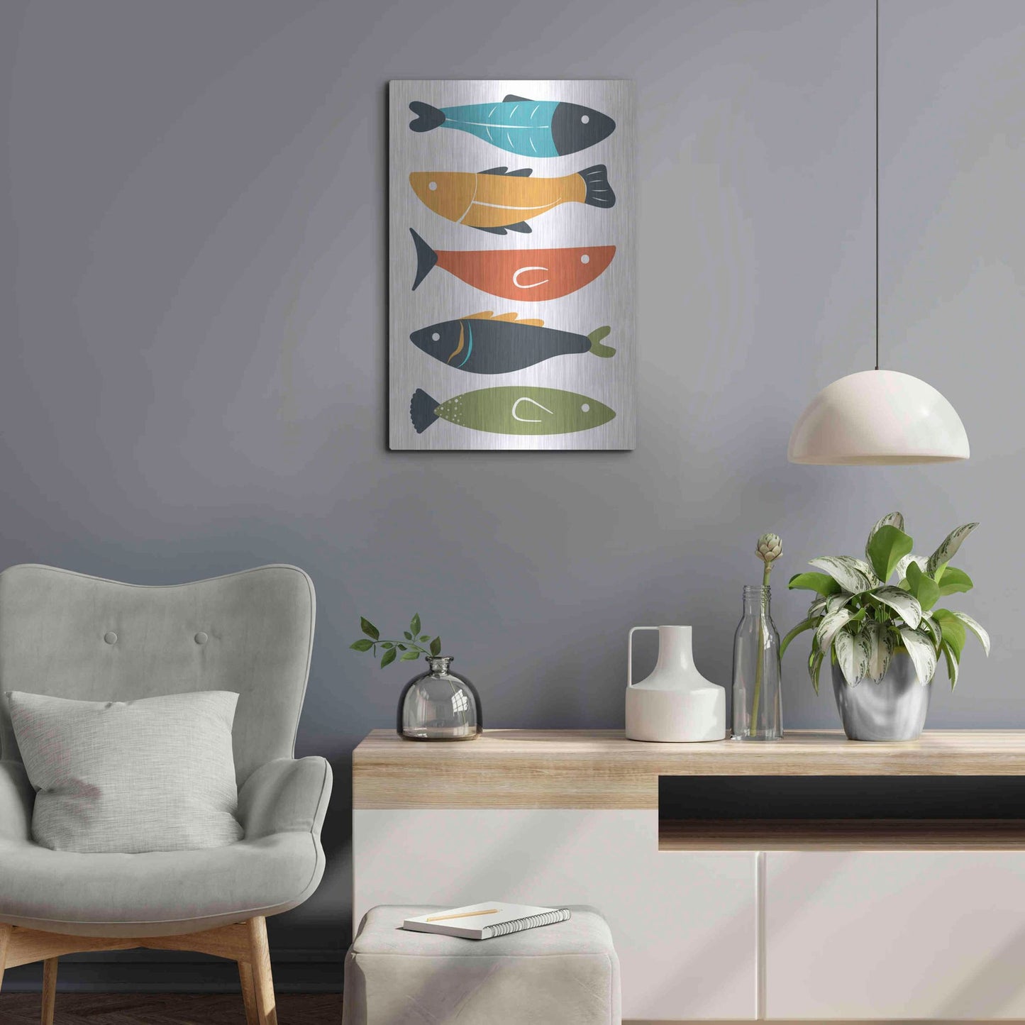 Luxe Metal Art 'Playful Fish' by Ayse, Metal Wall Art,16x24