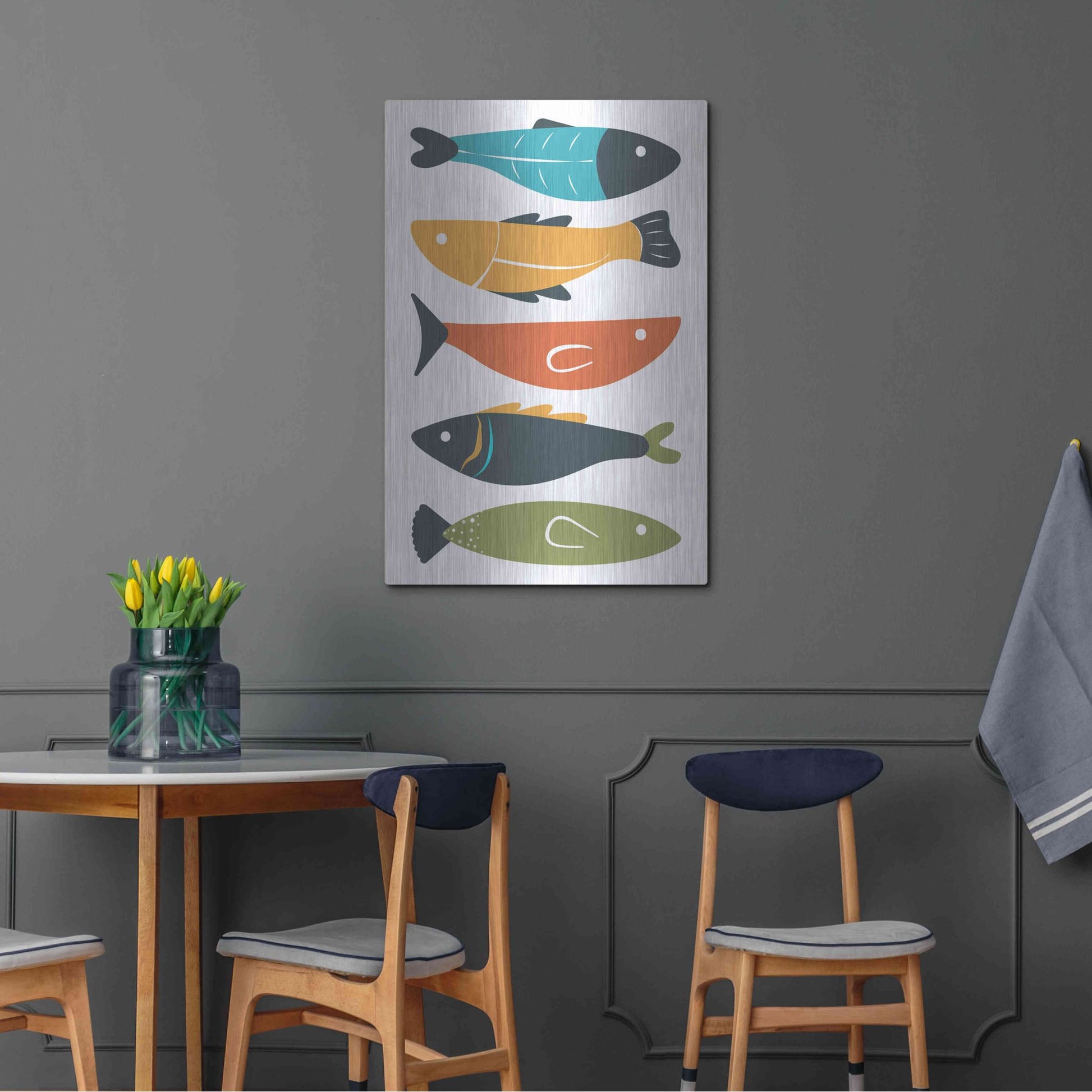 Luxe Metal Art 'Playful Fish' by Ayse, Metal Wall Art,24x36