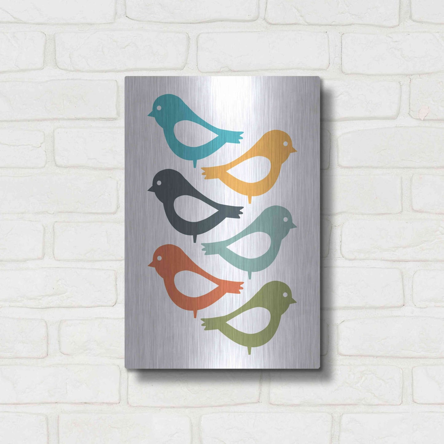 Luxe Metal Art 'Playful Birds' by Ayse, Metal Wall Art,12x16