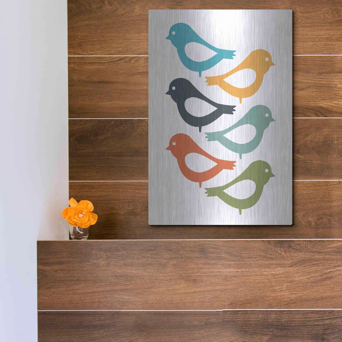 Luxe Metal Art 'Playful Birds' by Ayse, Metal Wall Art,12x16