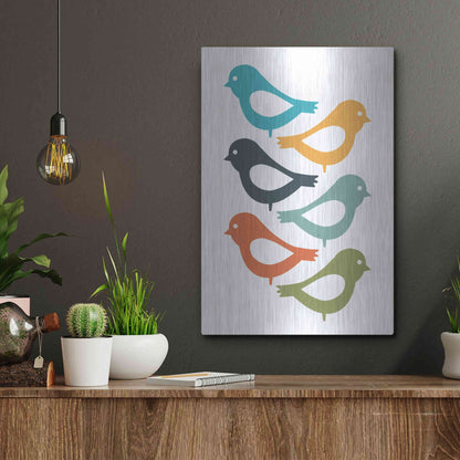 Luxe Metal Art 'Playful Birds' by Ayse, Metal Wall Art,12x16