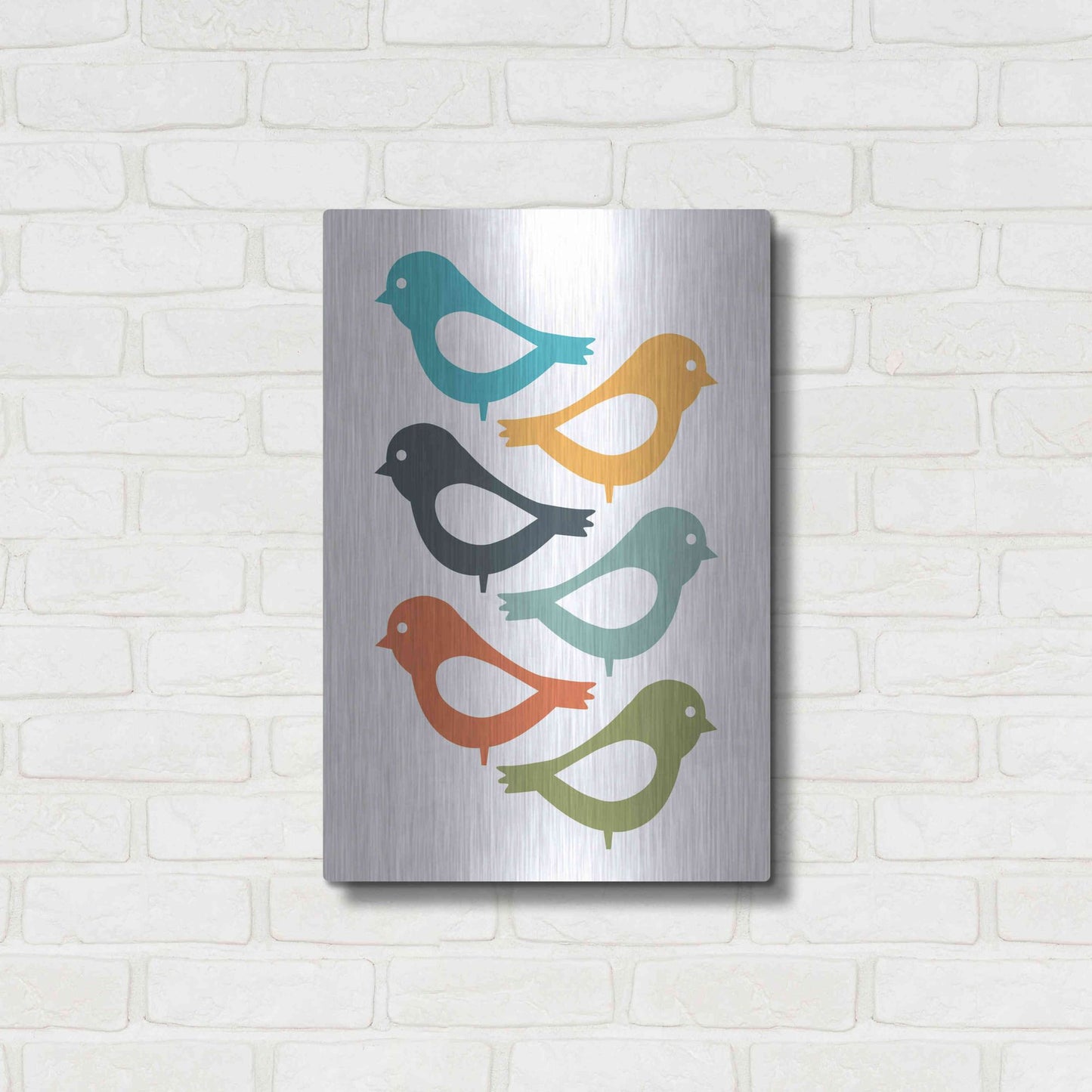 Luxe Metal Art 'Playful Birds' by Ayse, Metal Wall Art,16x24