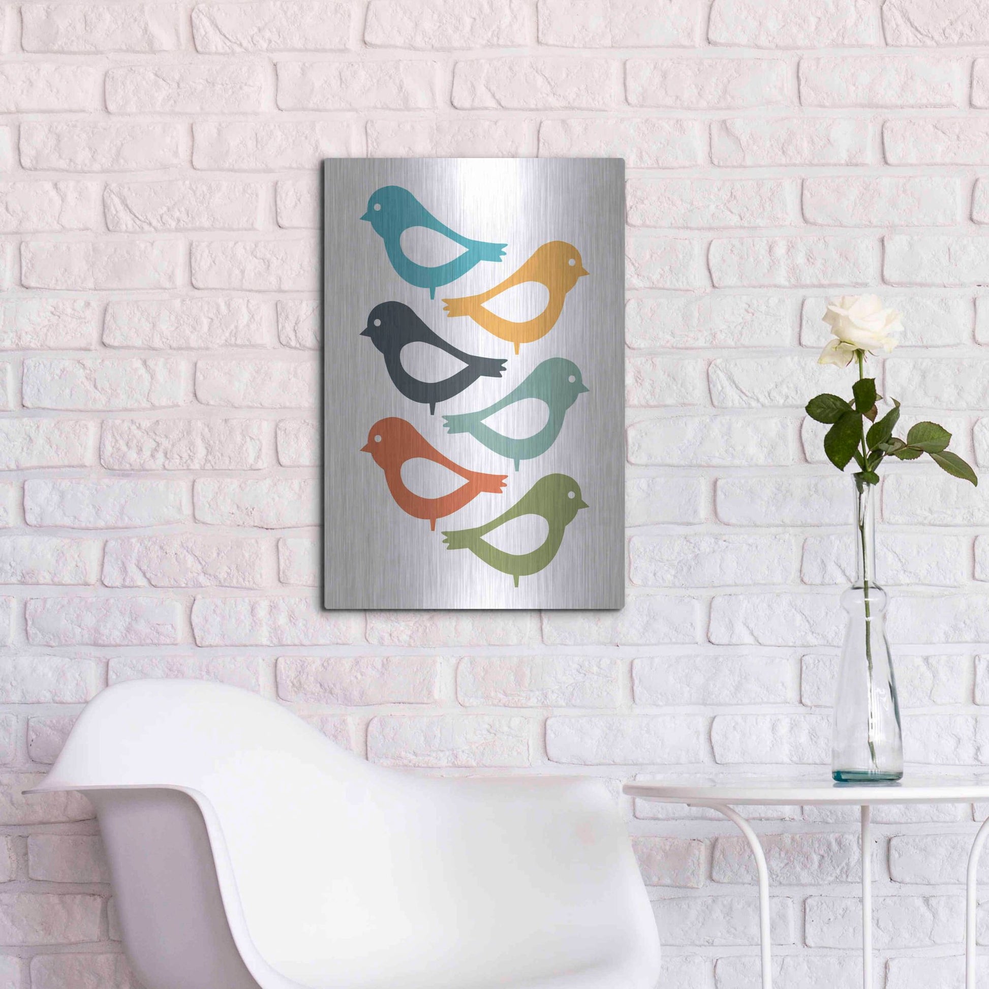 Luxe Metal Art 'Playful Birds' by Ayse, Metal Wall Art,16x24