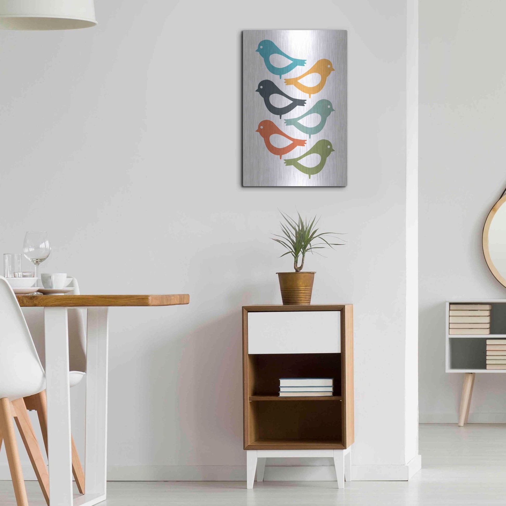 Luxe Metal Art 'Playful Birds' by Ayse, Metal Wall Art,16x24