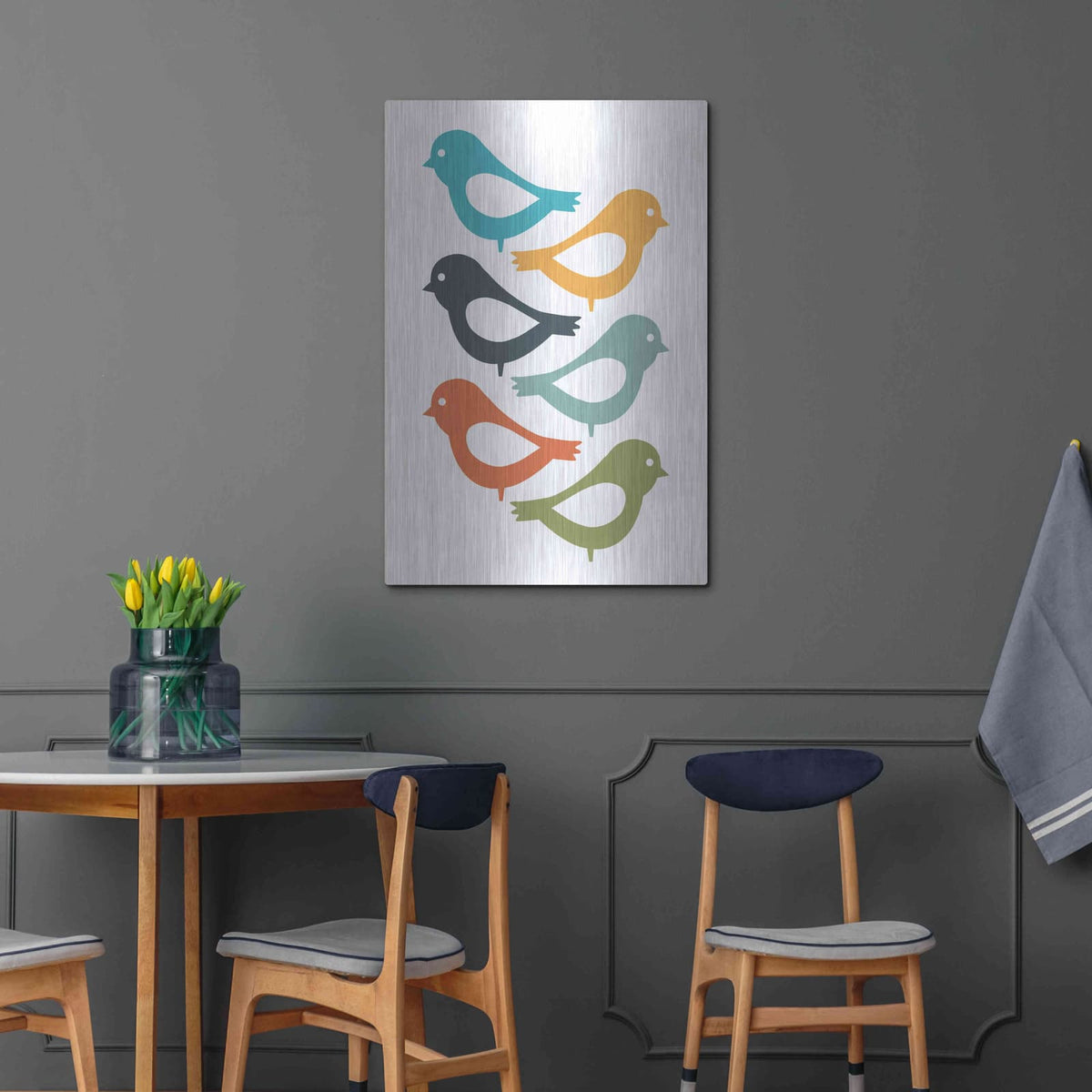 'Playful Birds' by Ayse – Metal Wall Art, 24x36 room view