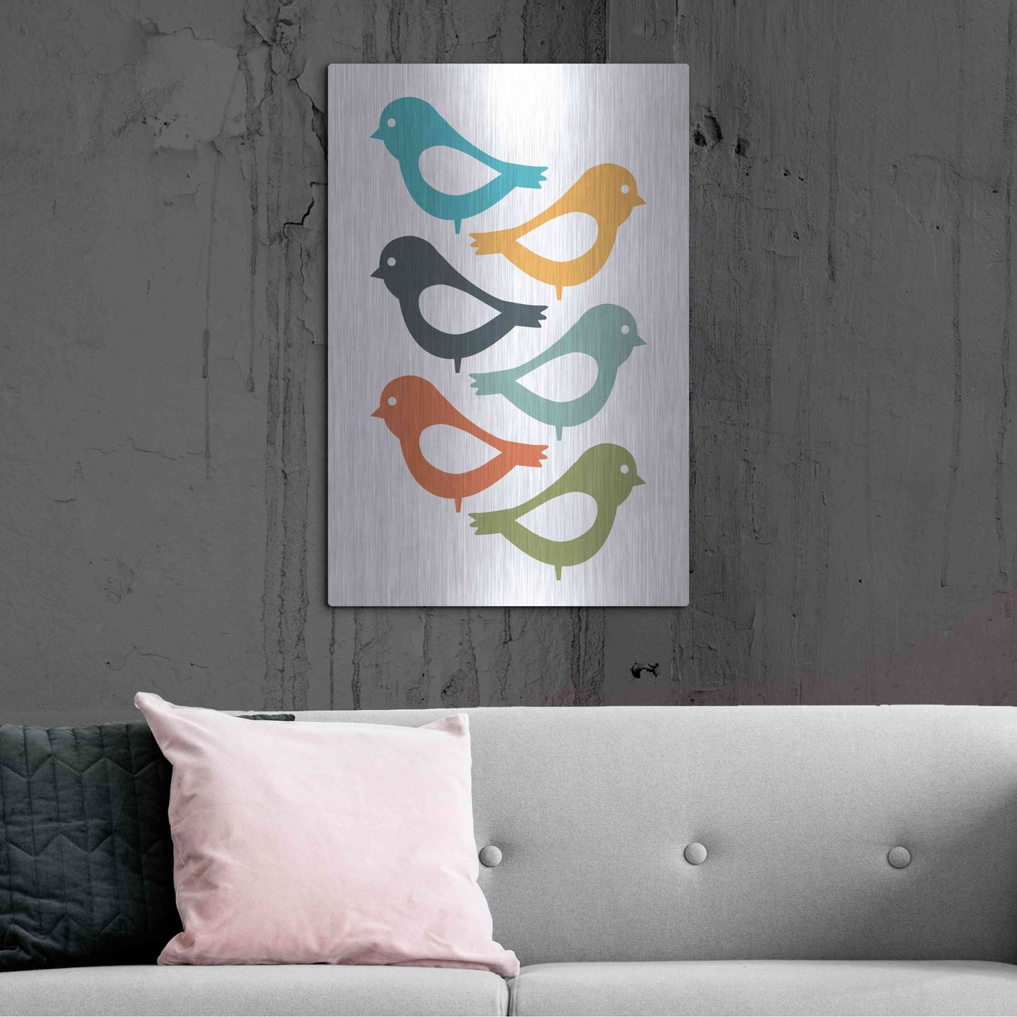 Luxe Metal Art 'Playful Birds' by Ayse, Metal Wall Art,24x36