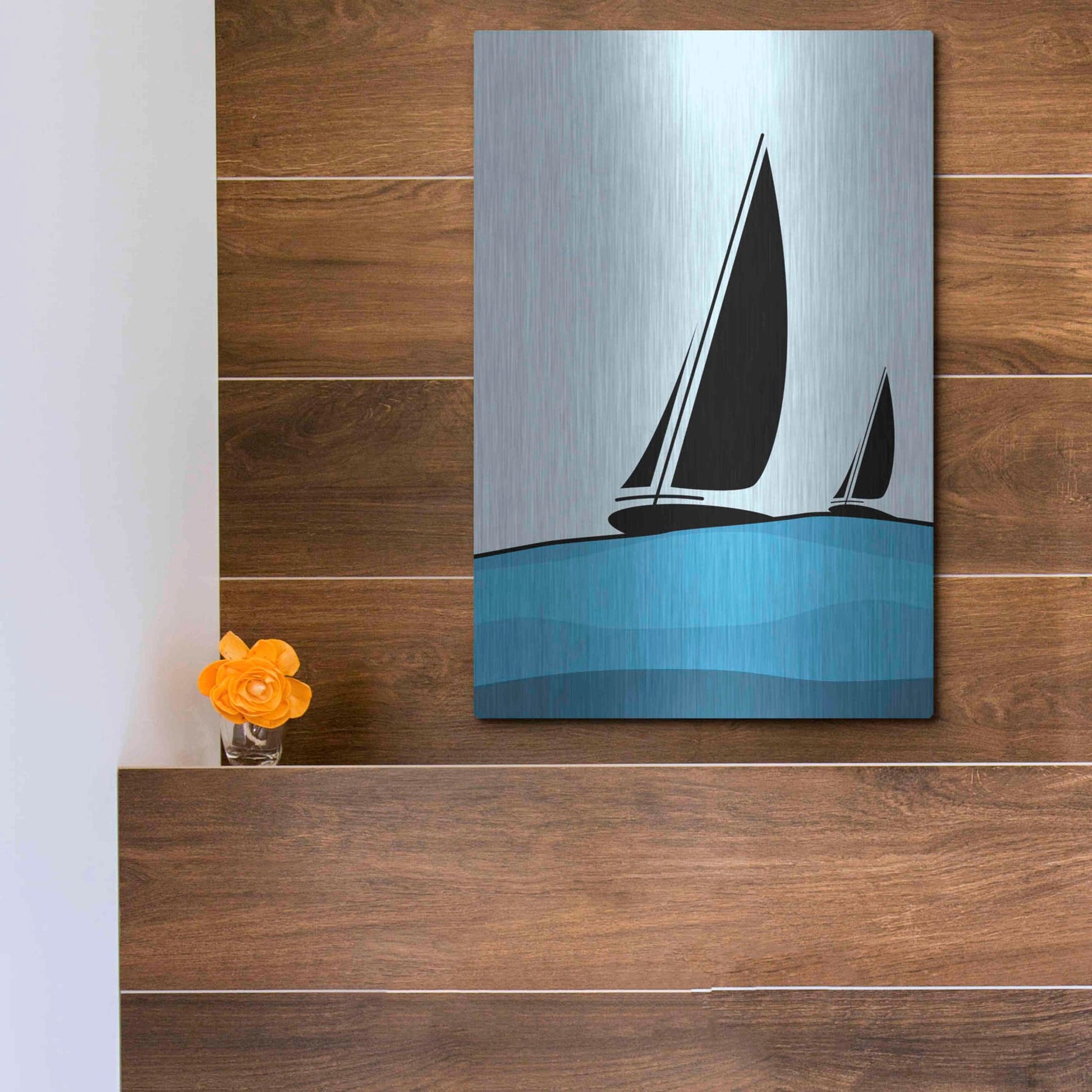 Luxe Metal Art 'Sailing' by Ayse, Metal Wall Art,12x16