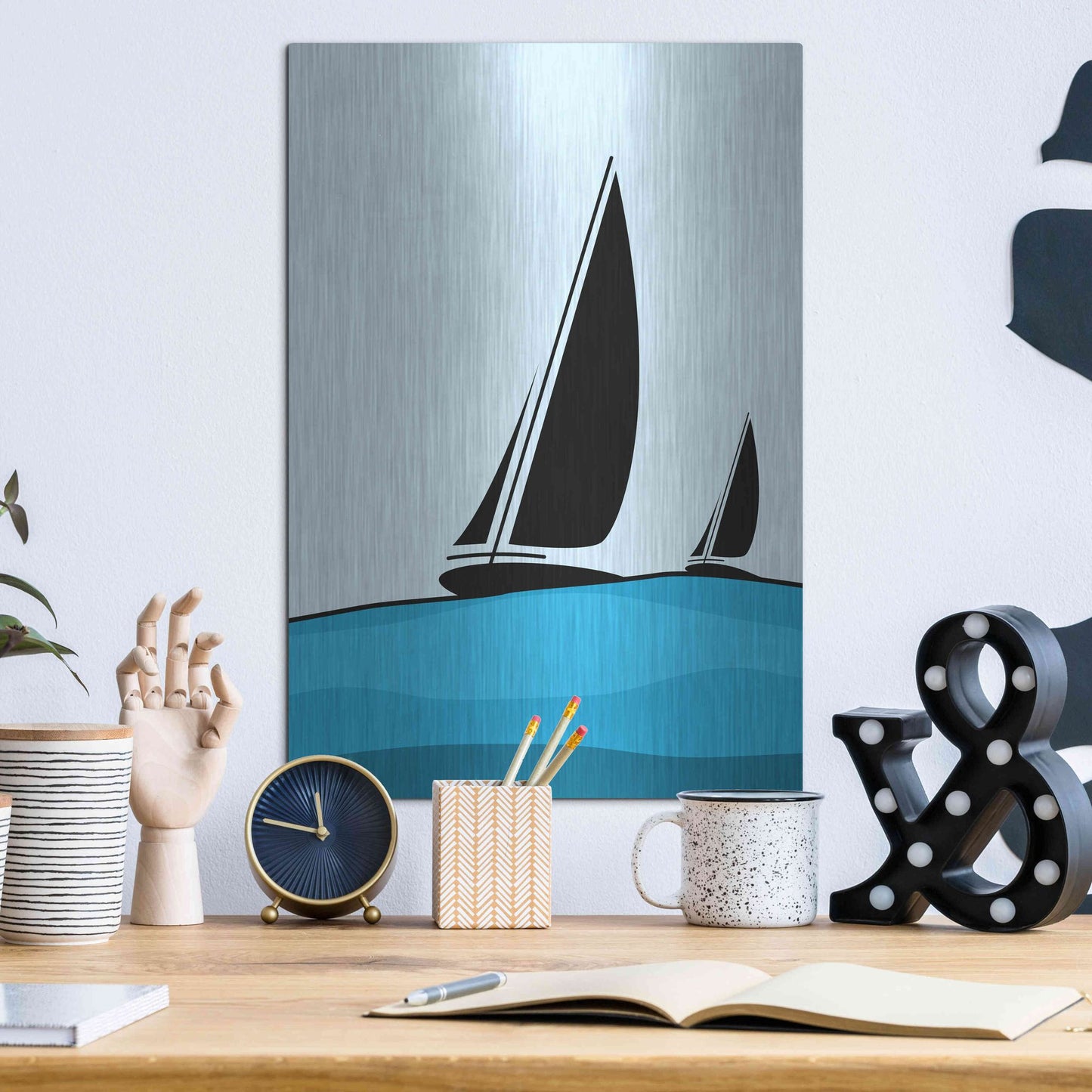 Luxe Metal Art 'Sailing' by Ayse, Metal Wall Art,12x16
