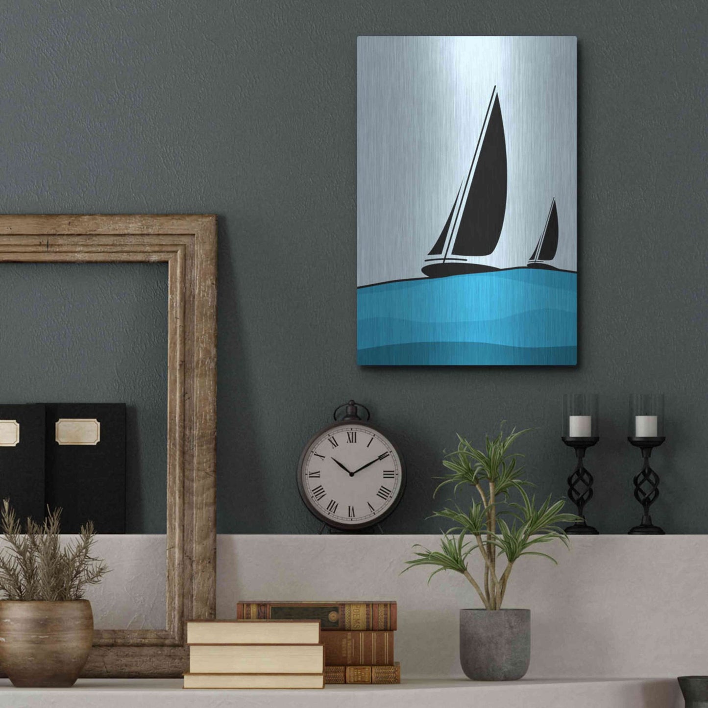 Luxe Metal Art 'Sailing' by Ayse, Metal Wall Art,12x16