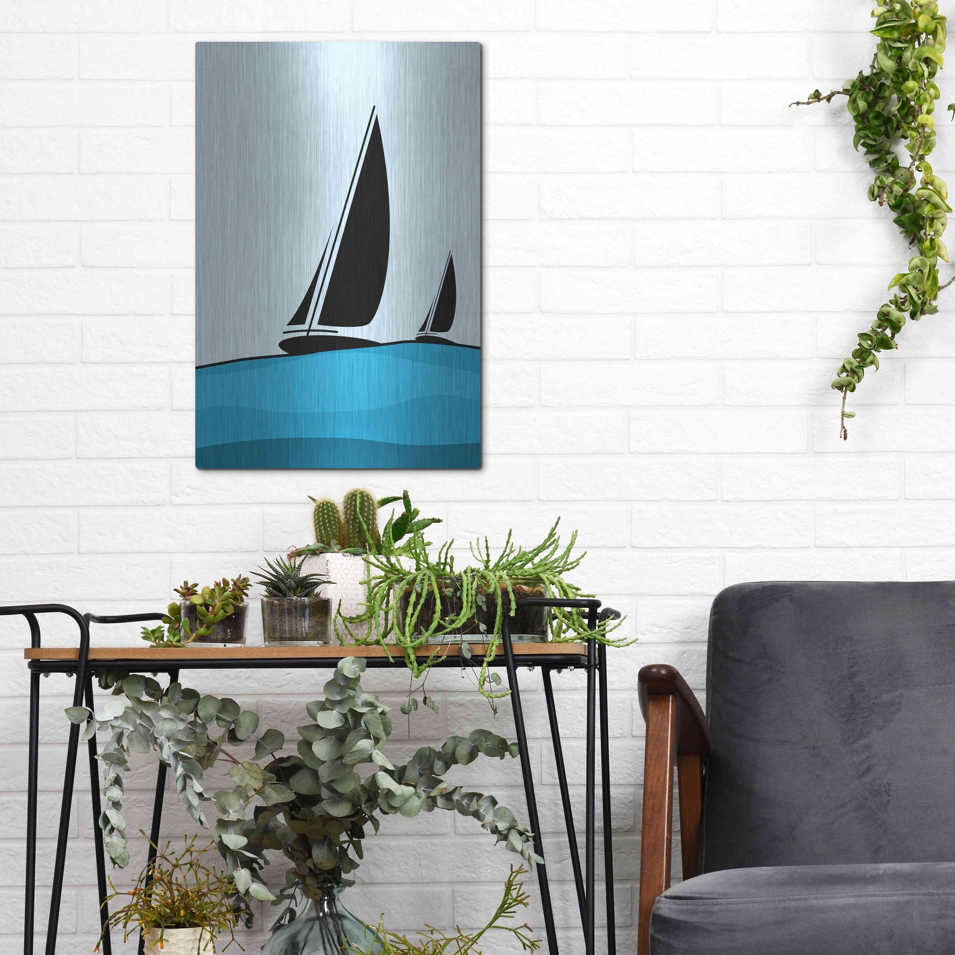 Luxe Metal Art 'Sailing' by Ayse, Metal Wall Art,12x16