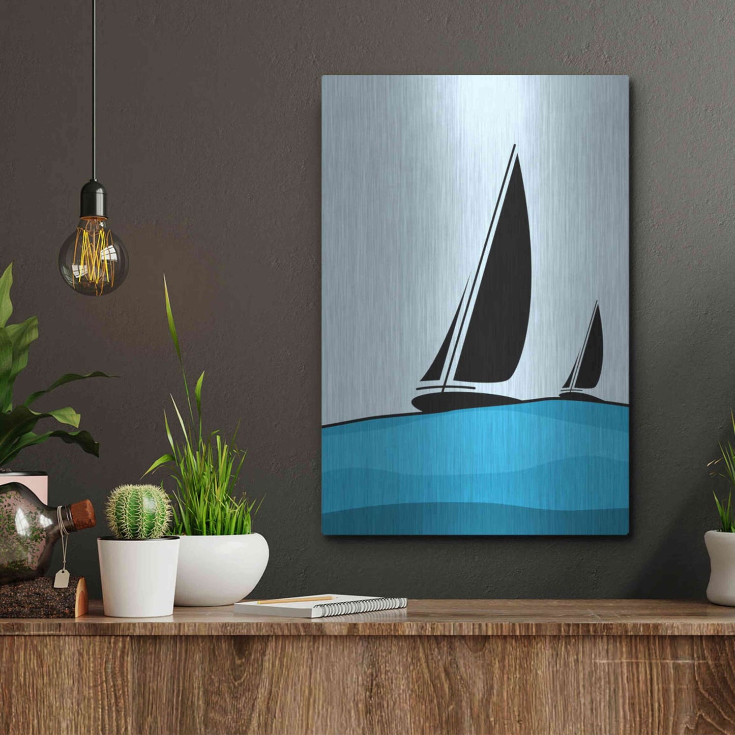 Luxe Metal Art 'Sailing' by Ayse, Metal Wall Art,12x16