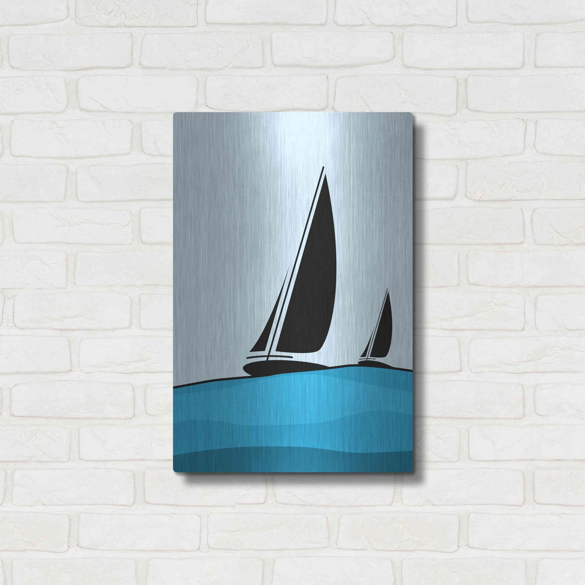 Luxe Metal Art 'Sailing' by Ayse, Metal Wall Art,16x24