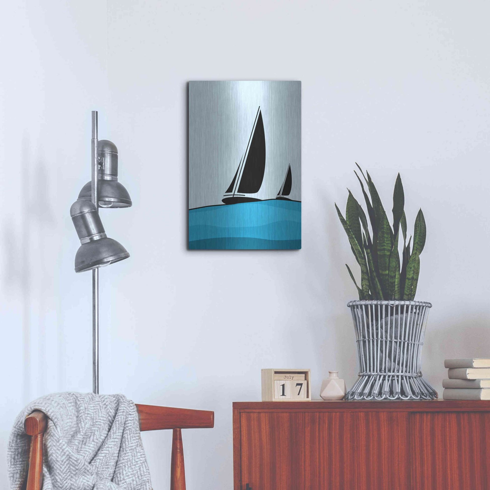 Luxe Metal Art 'Sailing' by Ayse, Metal Wall Art,16x24
