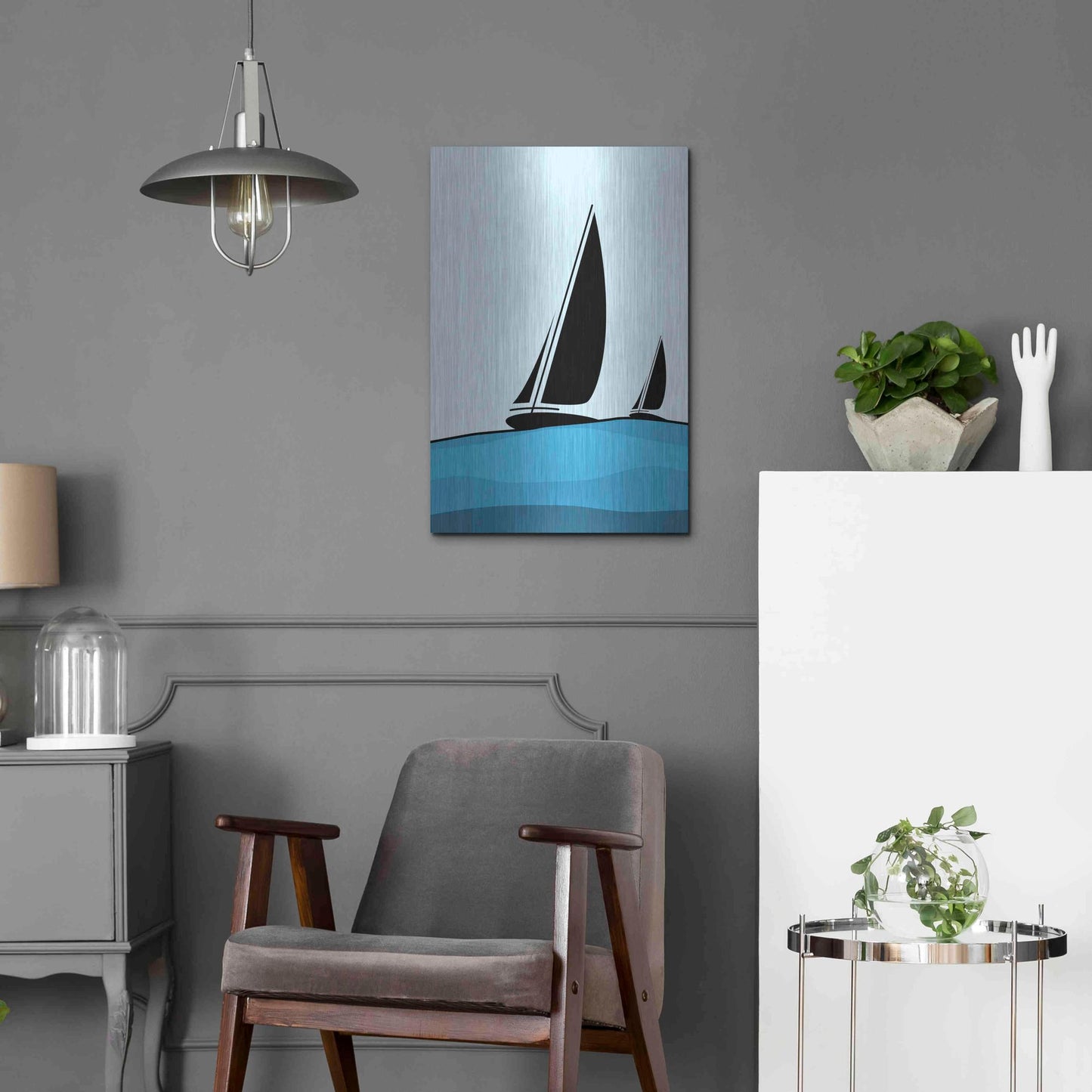 Luxe Metal Art 'Sailing' by Ayse, Metal Wall Art,16x24