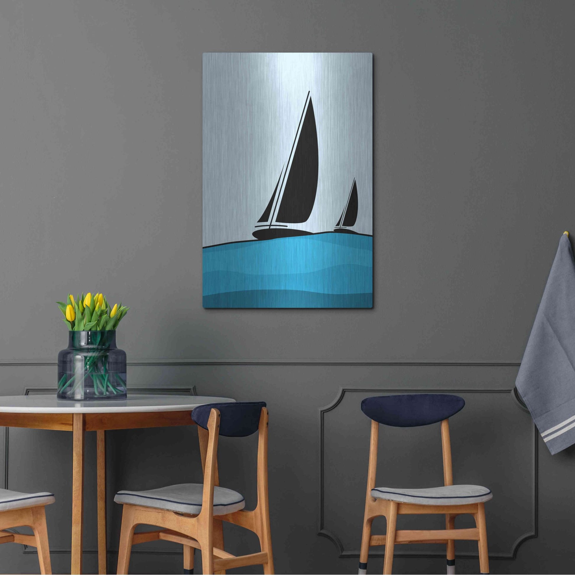 Luxe Metal Art 'Sailing' by Ayse, Metal Wall Art,24x36