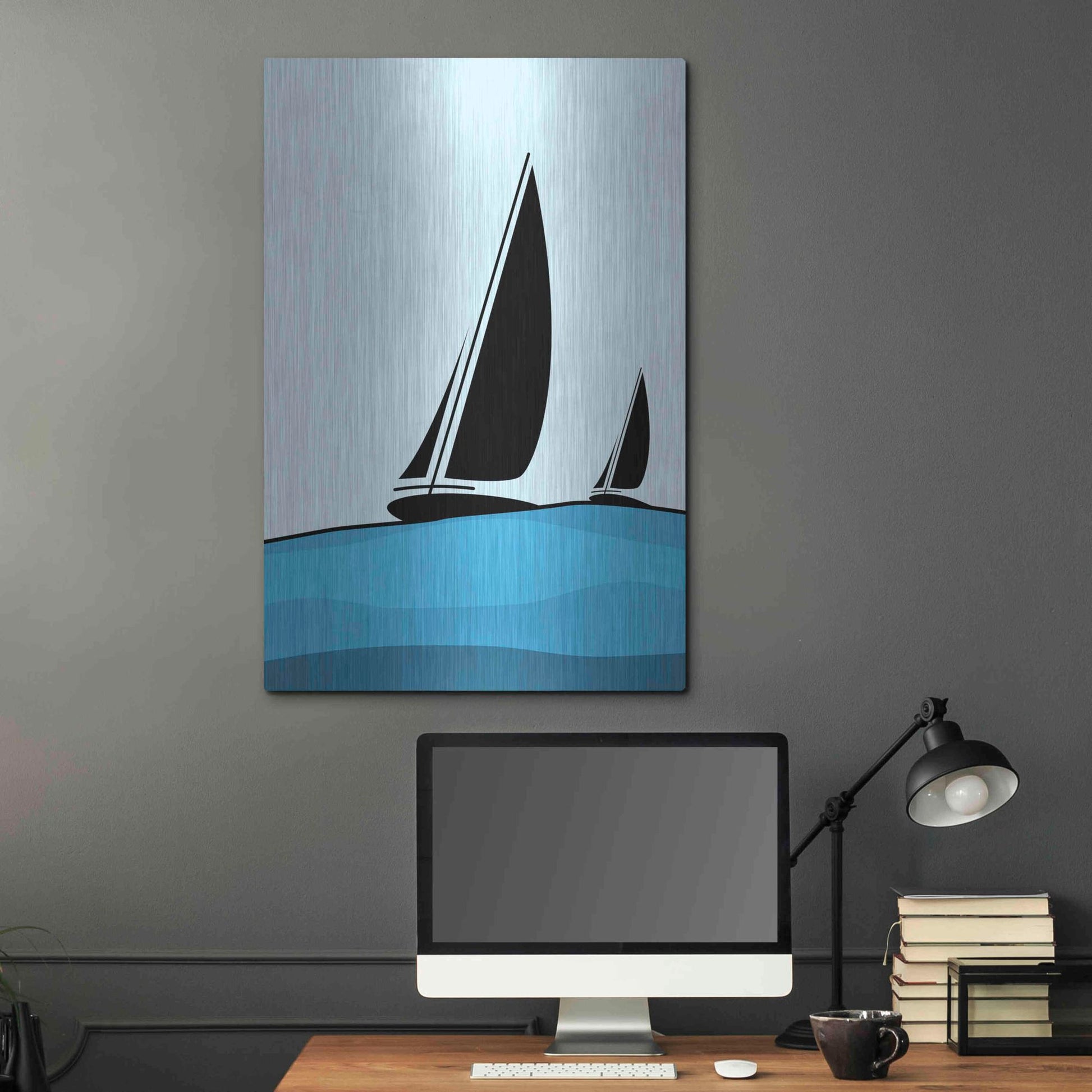 Luxe Metal Art 'Sailing' by Ayse, Metal Wall Art,24x36