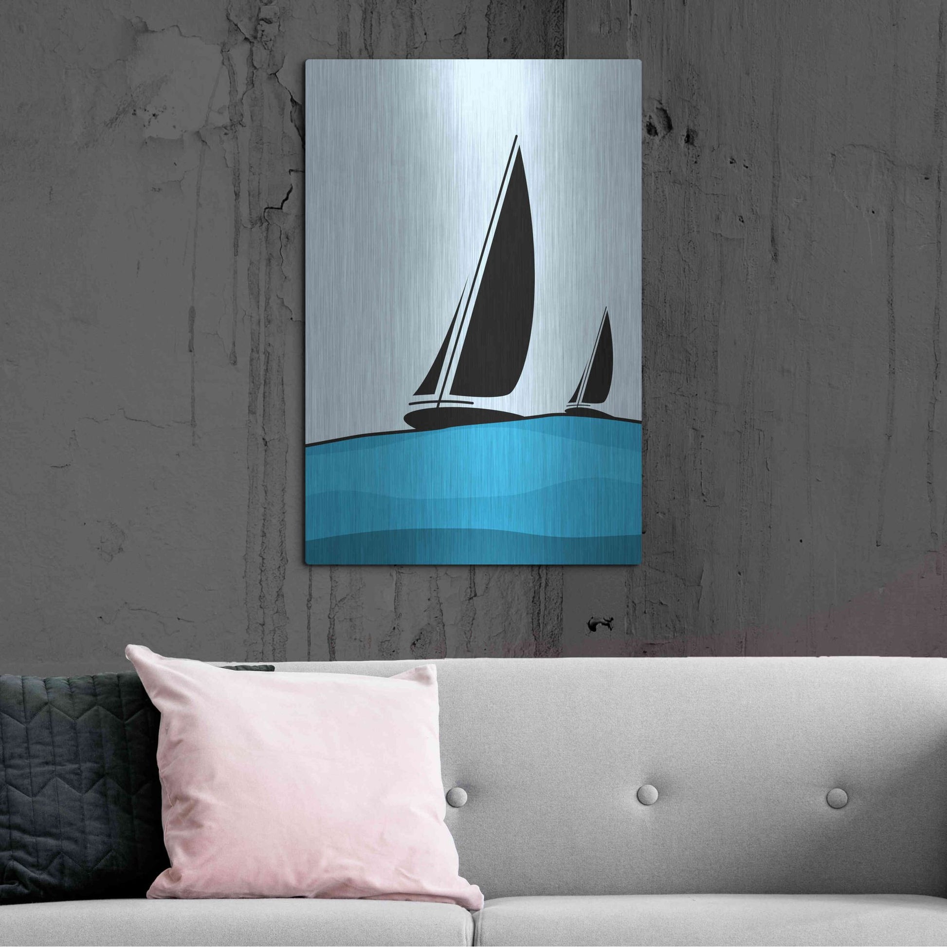 Luxe Metal Art 'Sailing' by Ayse, Metal Wall Art,24x36