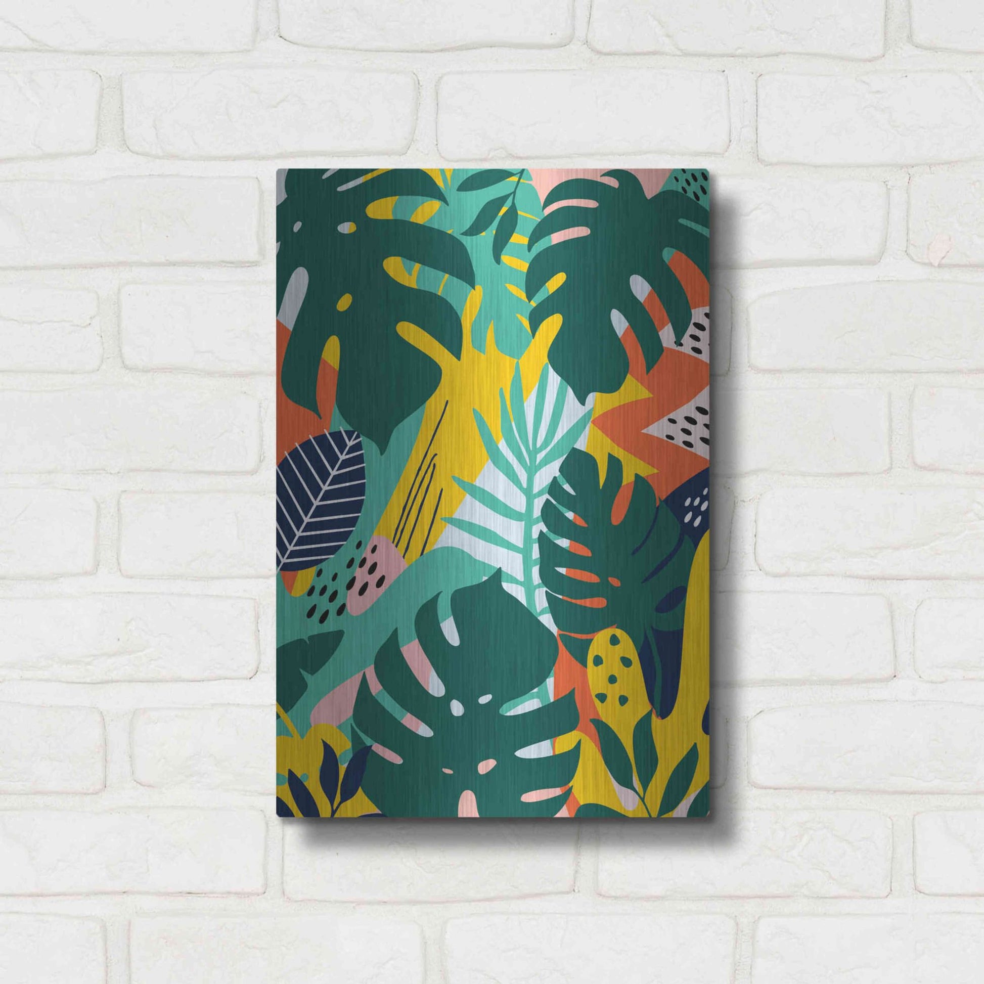 Luxe Metal Art 'Tropical Leaves One' by Ayse, Metal Wall Art,12x16