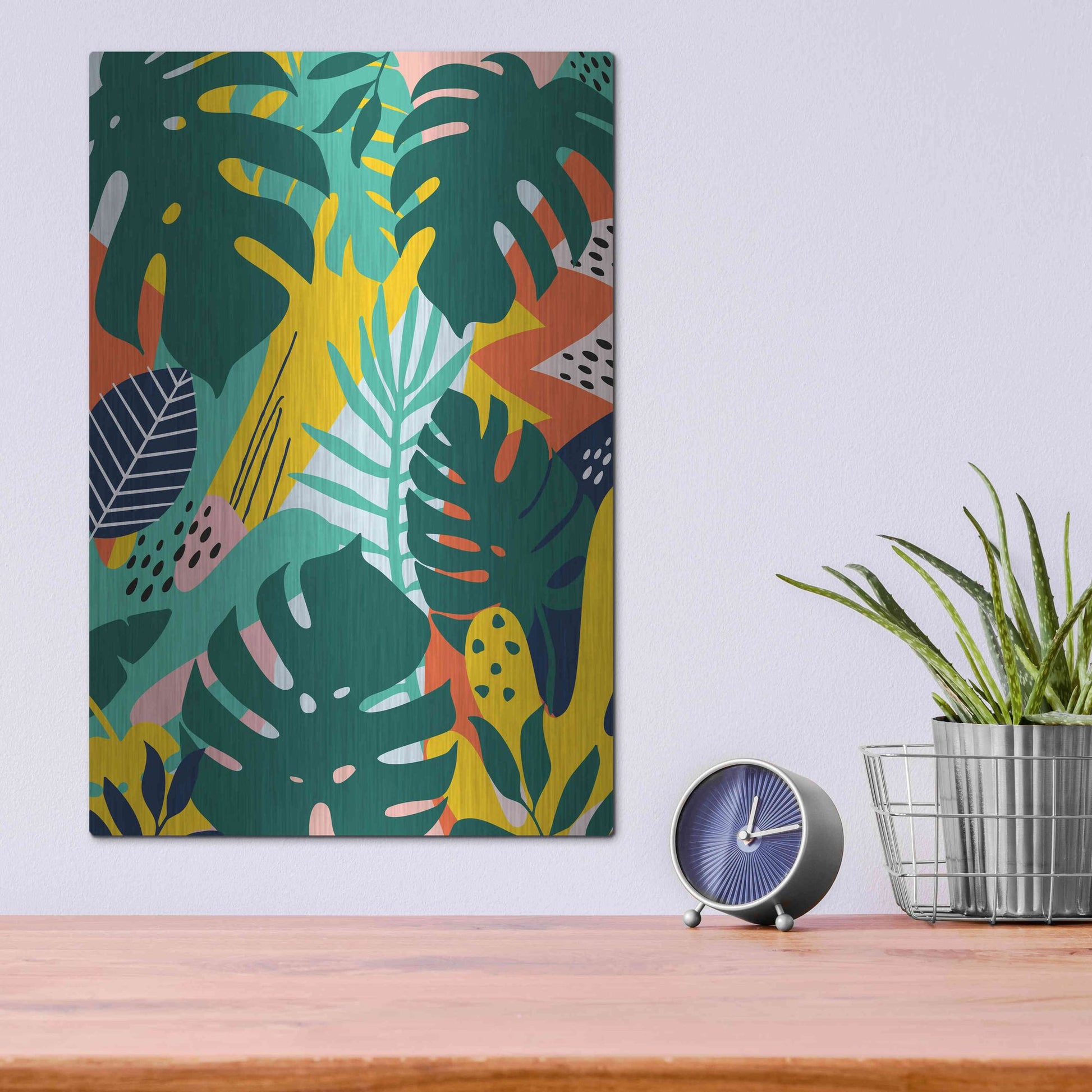 Luxe Metal Art 'Tropical Leaves One' by Ayse, Metal Wall Art,12x16