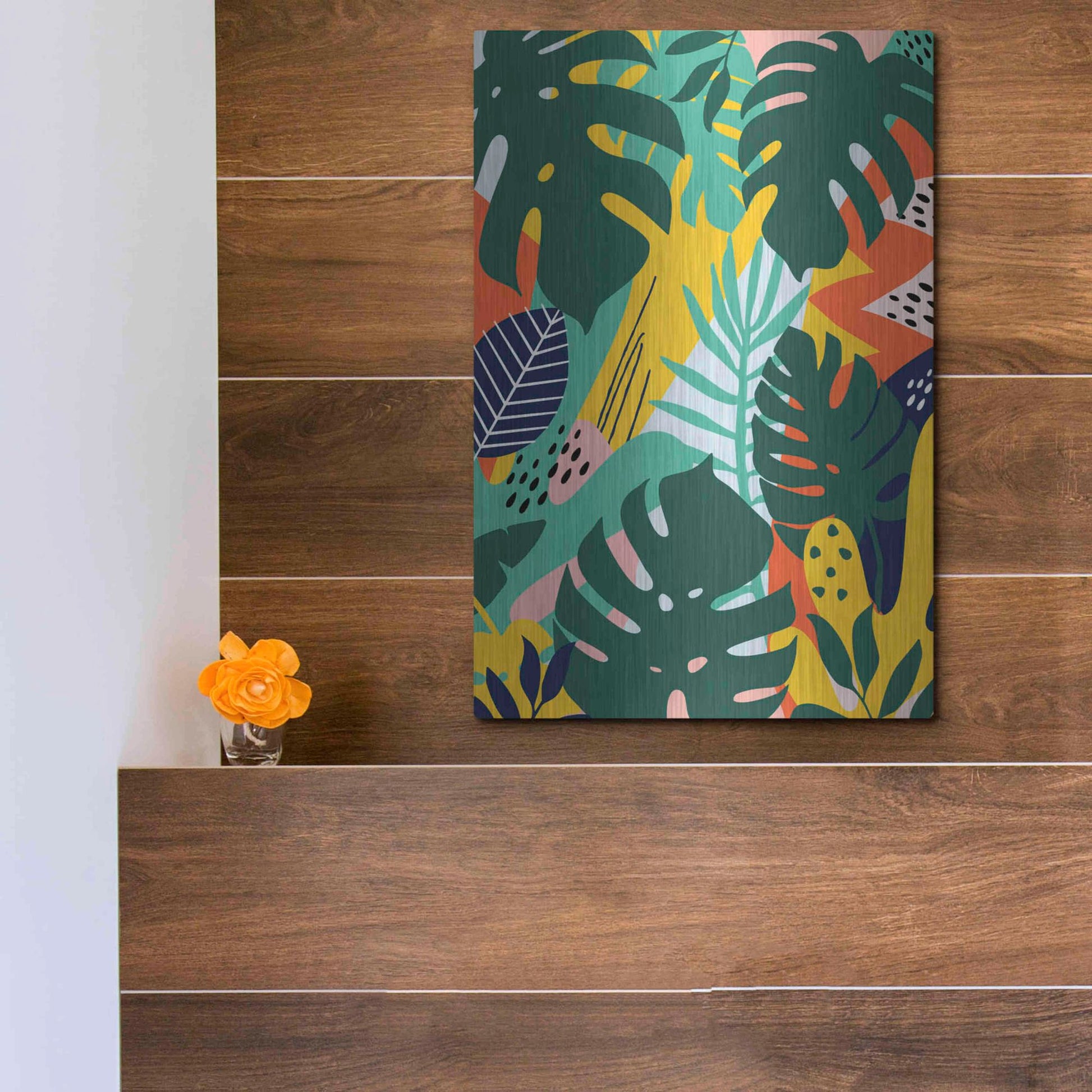 Luxe Metal Art 'Tropical Leaves One' by Ayse, Metal Wall Art,12x16