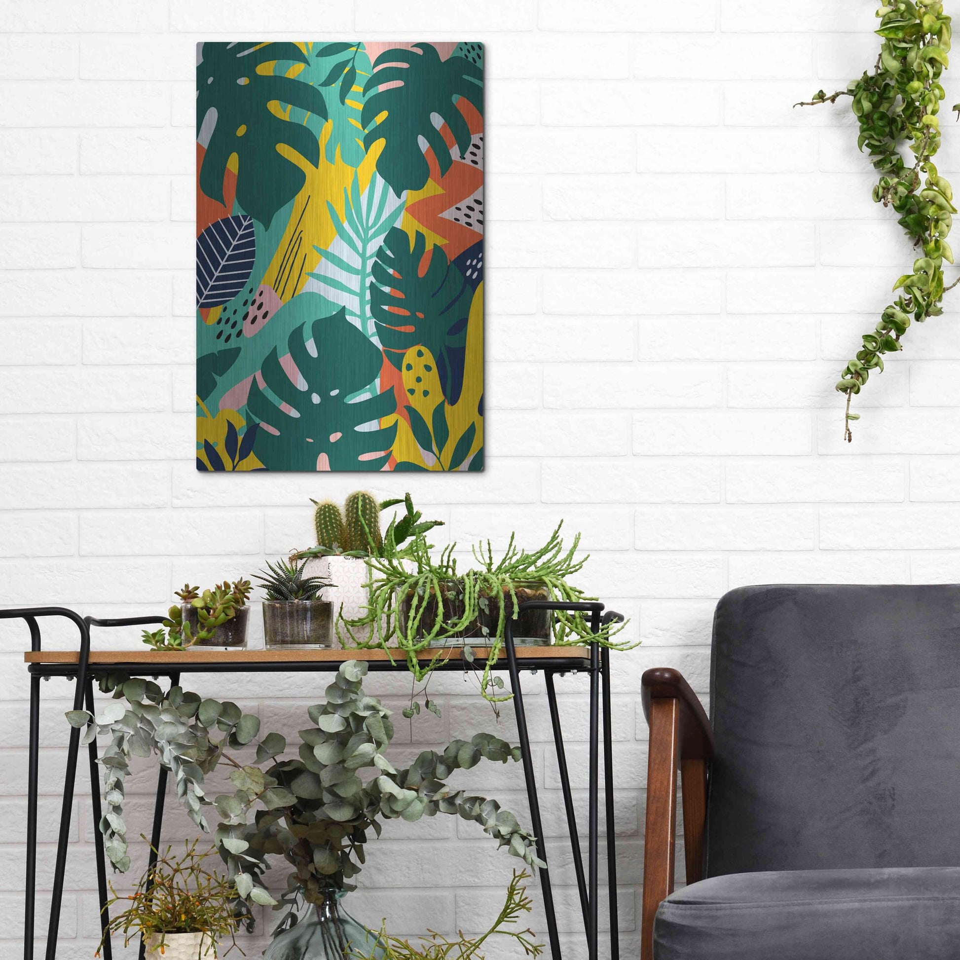 Luxe Metal Art 'Tropical Leaves One' by Ayse, Metal Wall Art,12x16