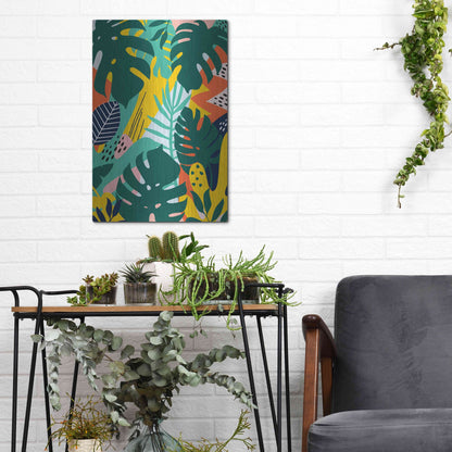 Luxe Metal Art 'Tropical Leaves One' by Ayse, Metal Wall Art,12x16