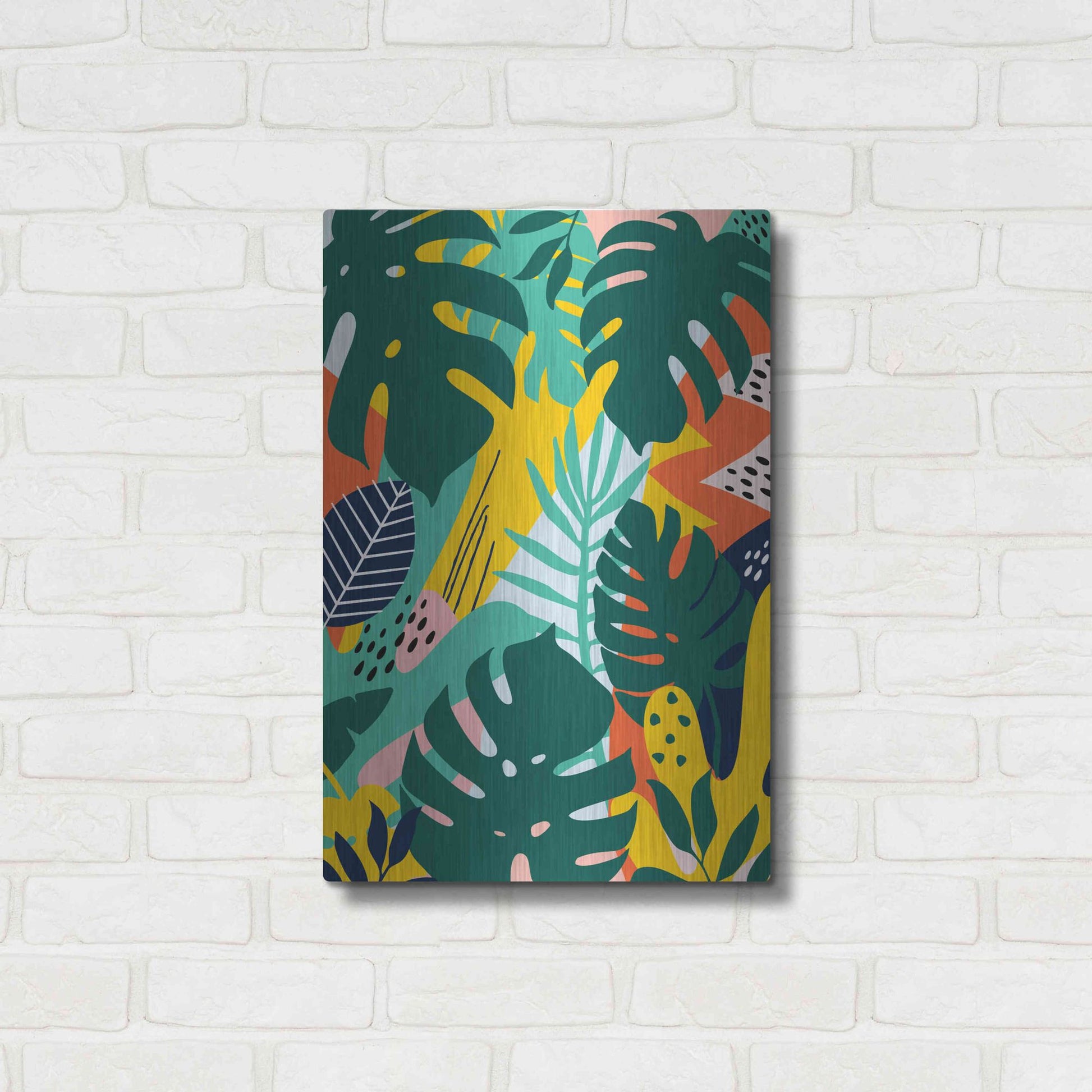 Luxe Metal Art 'Tropical Leaves One' by Ayse, Metal Wall Art,16x24