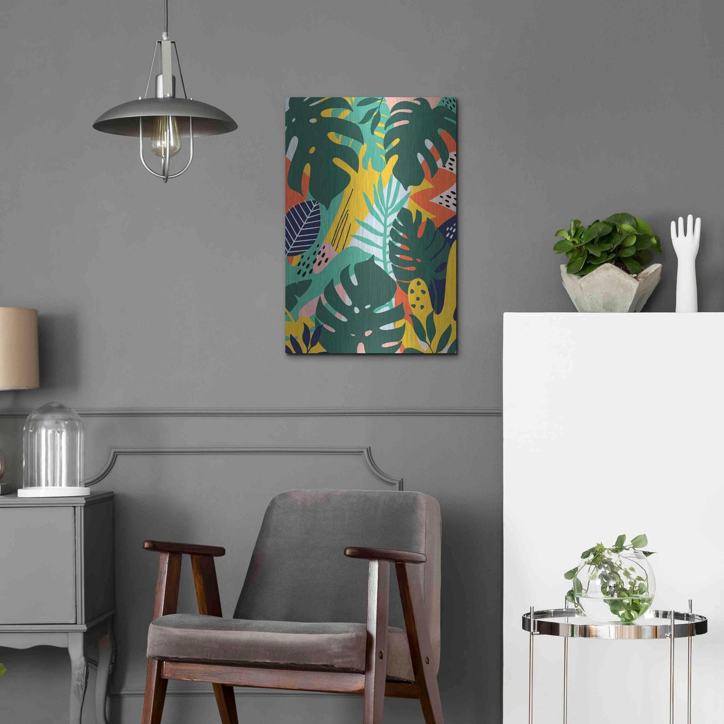 Luxe Metal Art 'Tropical Leaves One' by Ayse, Metal Wall Art,16x24