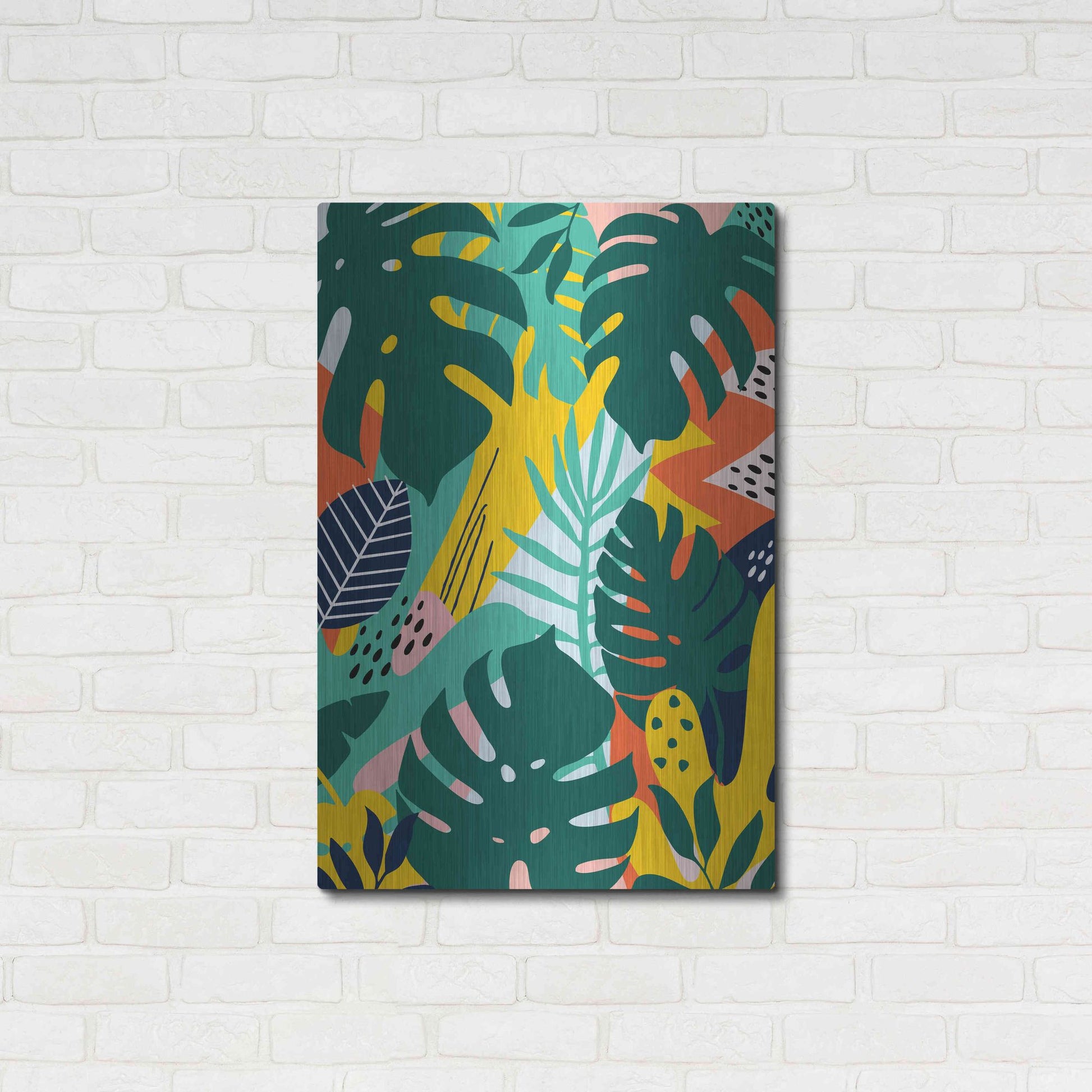 Luxe Metal Art 'Tropical Leaves One' by Ayse, Metal Wall Art,24x36