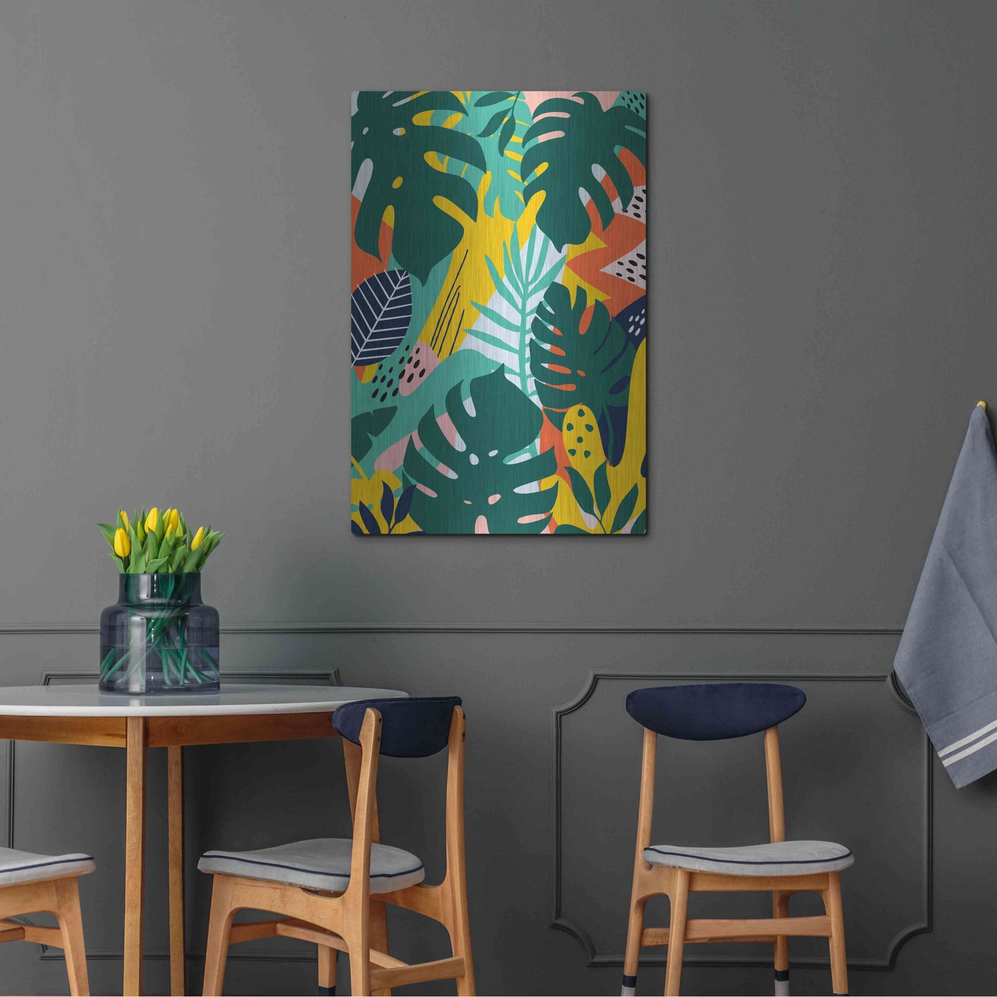 Luxe Metal Art 'Tropical Leaves One' by Ayse, Metal Wall Art,24x36