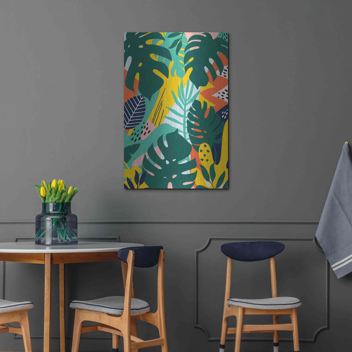 'Tropical Leaves One' by Ayse – Metal Wall Art, 24x36 room view