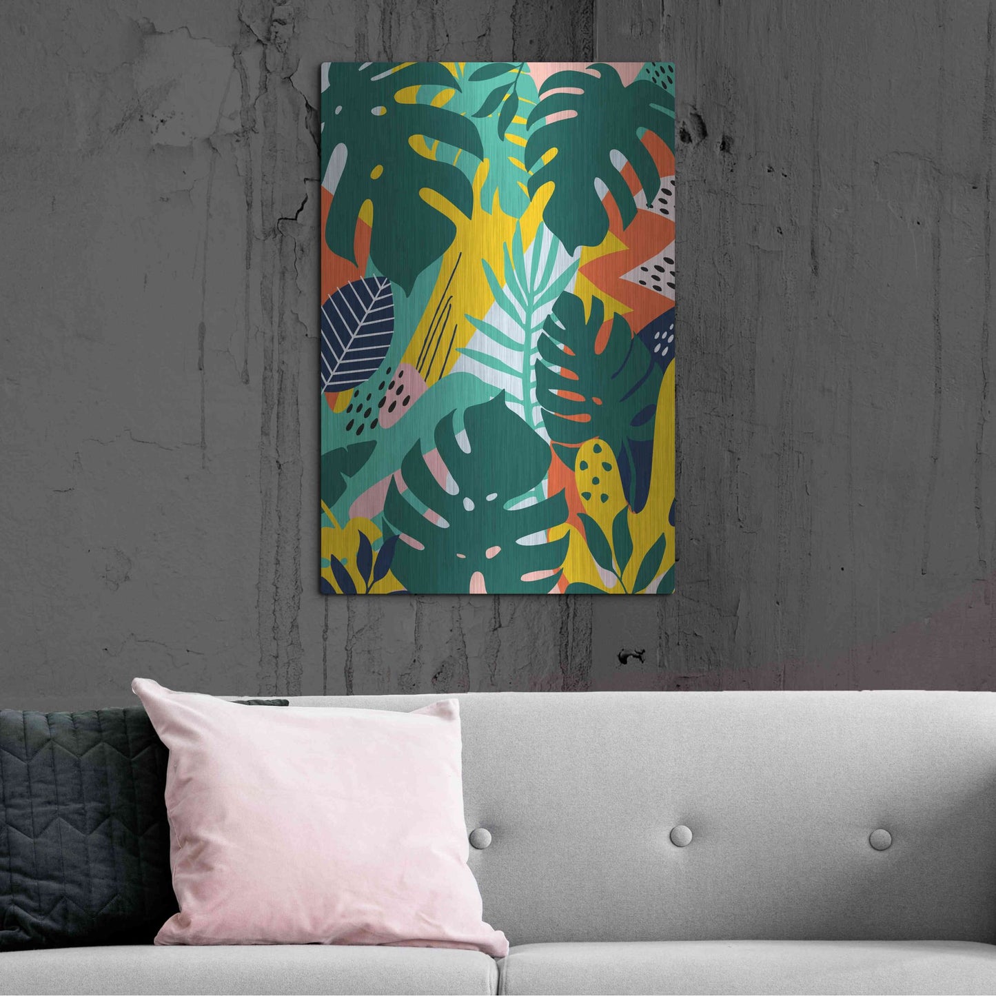 Luxe Metal Art 'Tropical Leaves One' by Ayse, Metal Wall Art,24x36