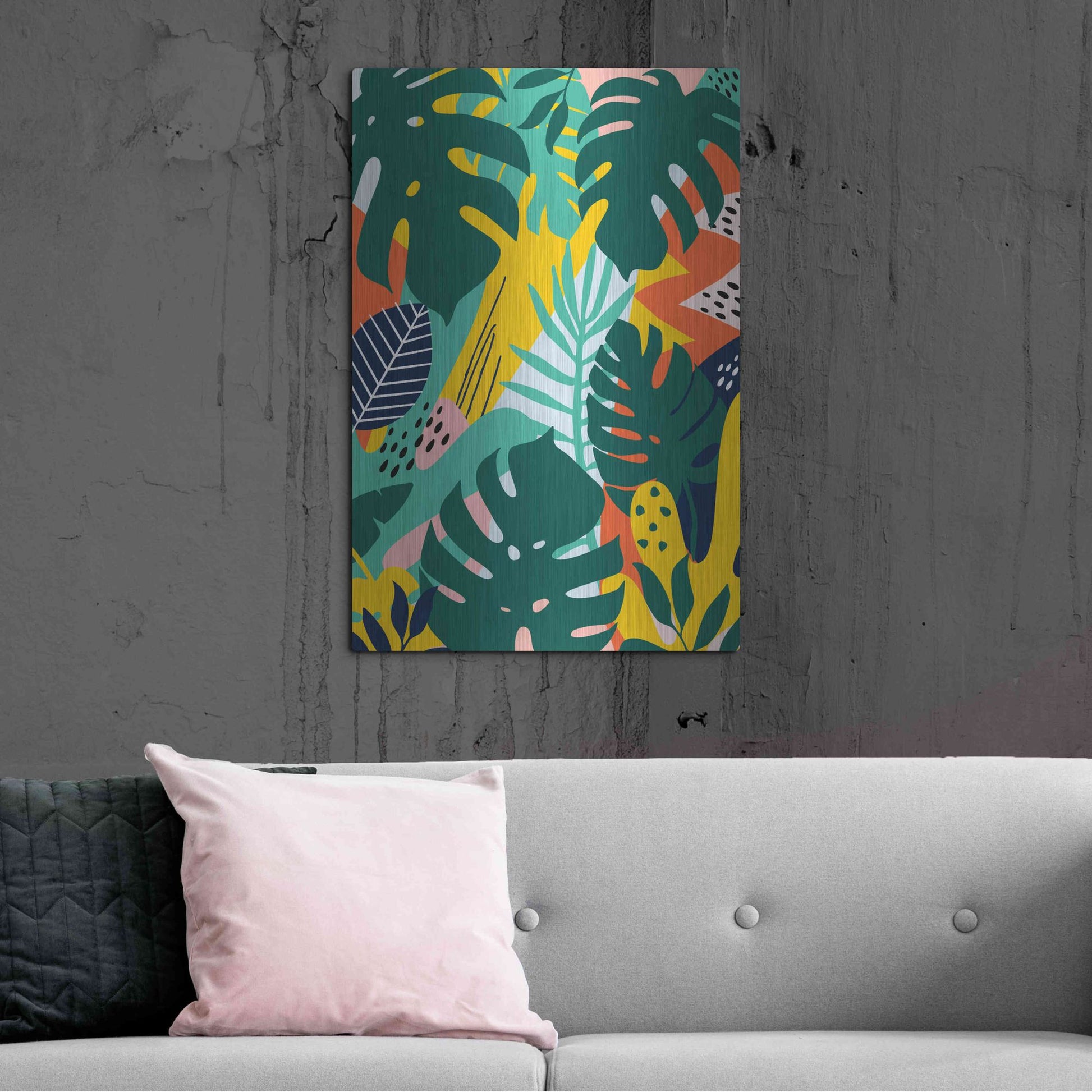 Luxe Metal Art 'Tropical Leaves One' by Ayse, Metal Wall Art,24x36