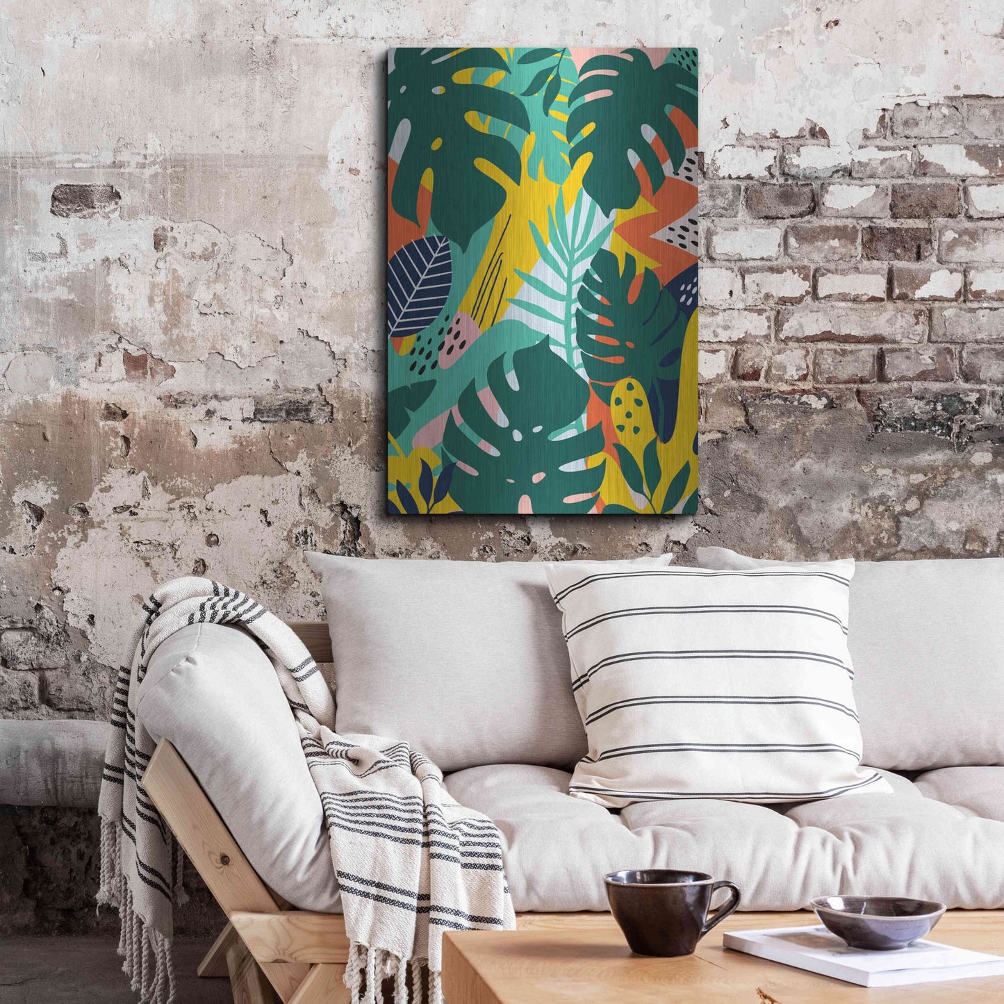 Luxe Metal Art 'Tropical Leaves One' by Ayse, Metal Wall Art,24x36