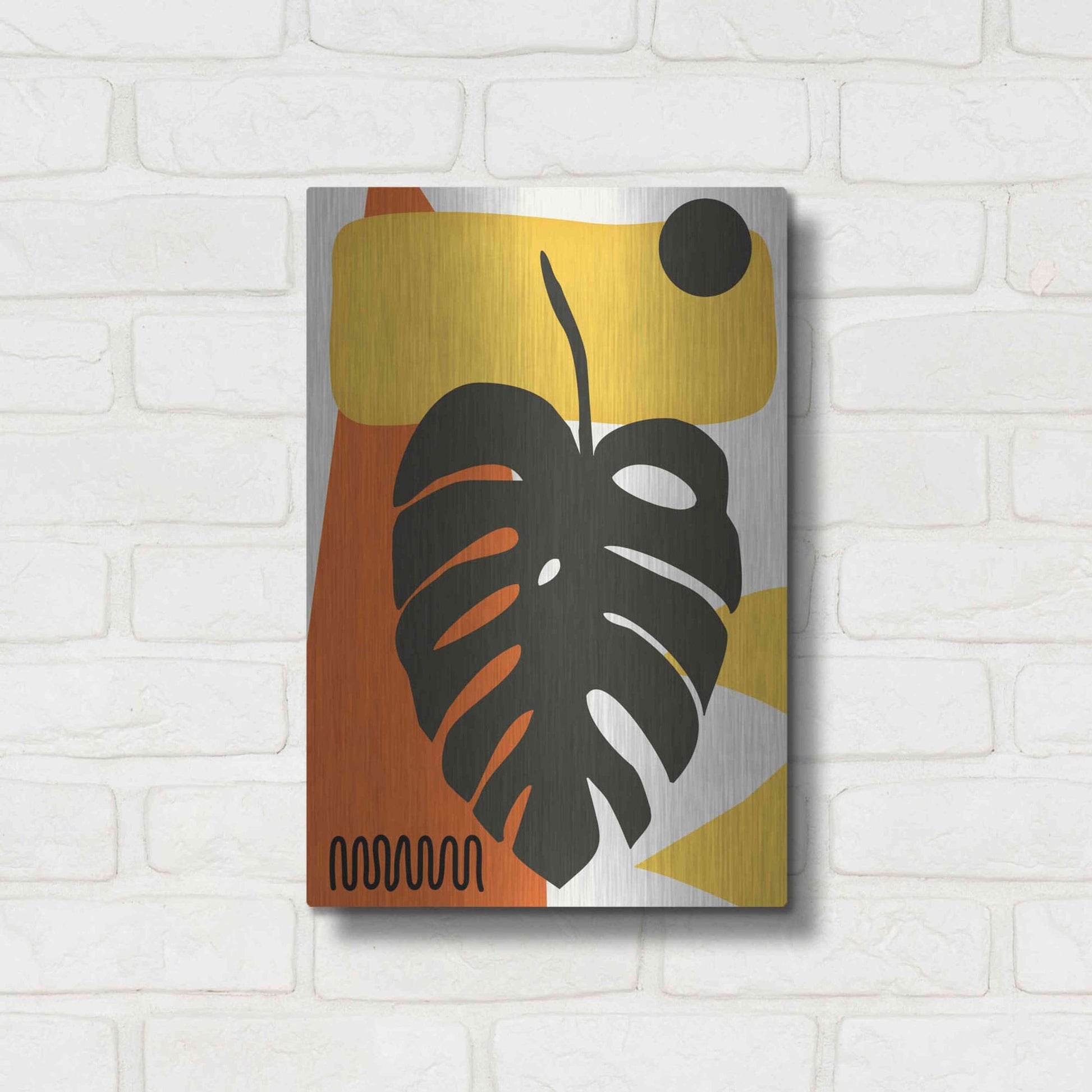 Luxe Metal Art 'Tropical Leaves Two' by Ayse, Metal Wall Art,12x16