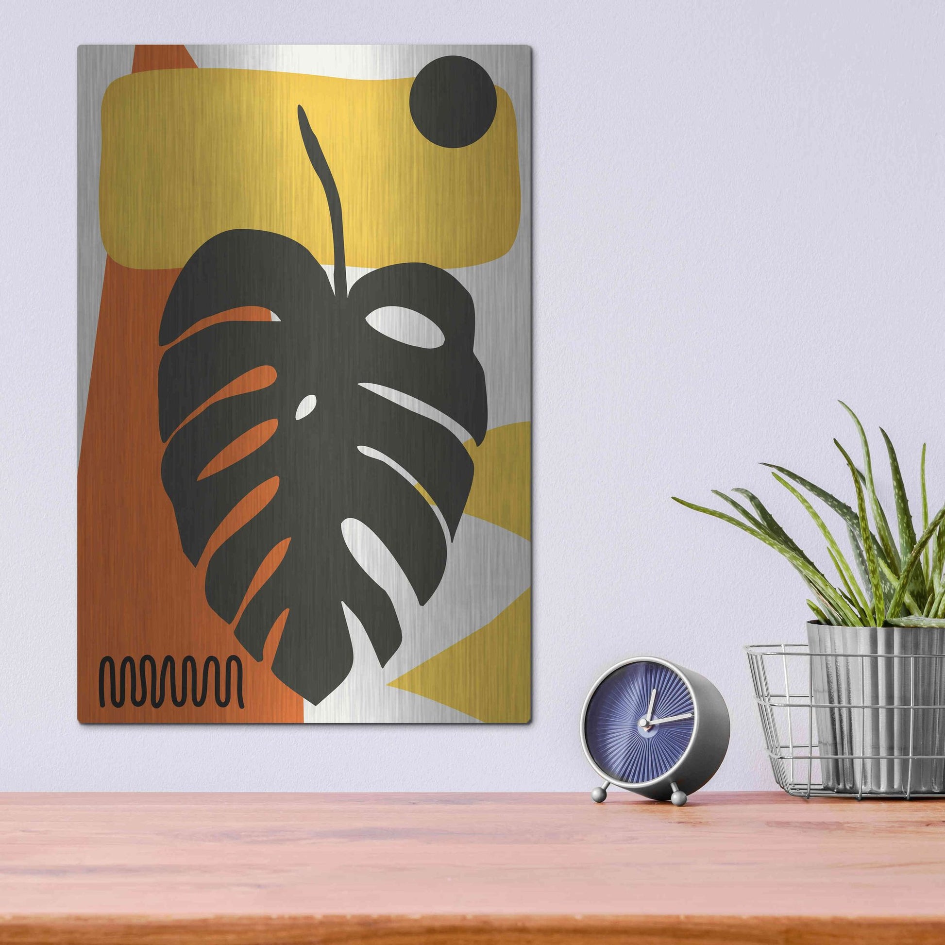 Luxe Metal Art 'Tropical Leaves Two' by Ayse, Metal Wall Art,12x16