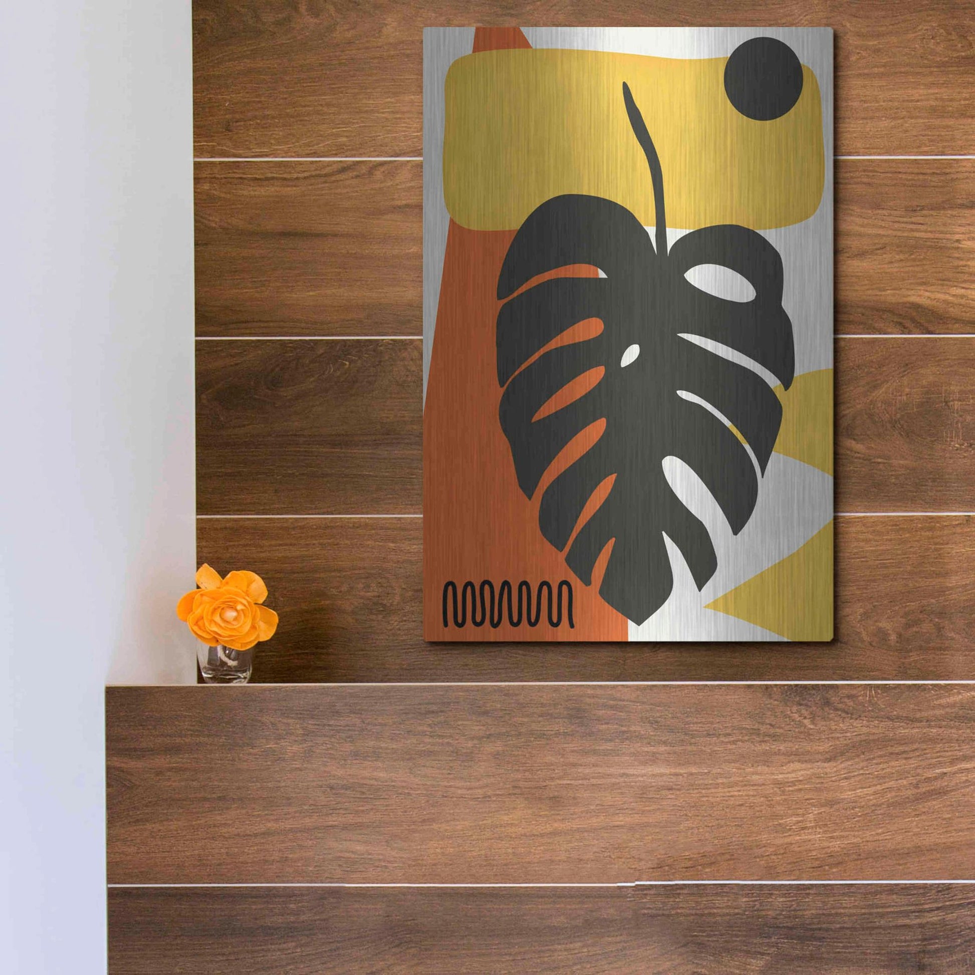 Luxe Metal Art 'Tropical Leaves Two' by Ayse, Metal Wall Art,12x16