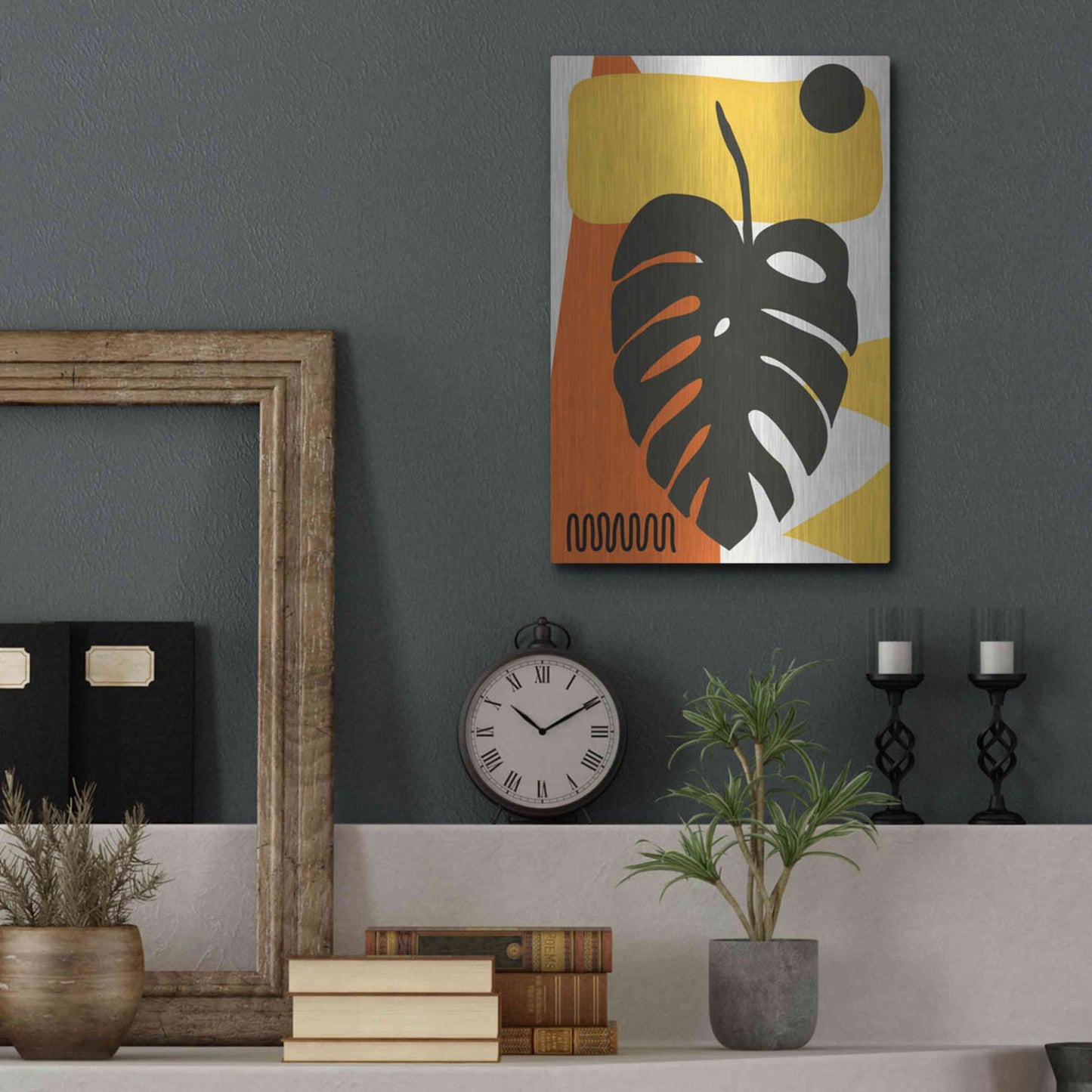 Luxe Metal Art 'Tropical Leaves Two' by Ayse, Metal Wall Art,12x16