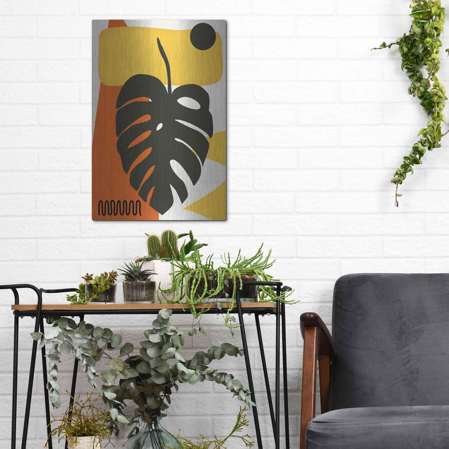 Luxe Metal Art 'Tropical Leaves Two' by Ayse, Metal Wall Art,12x16