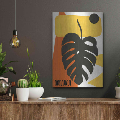 Luxe Metal Art 'Tropical Leaves Two' by Ayse, Metal Wall Art,12x16