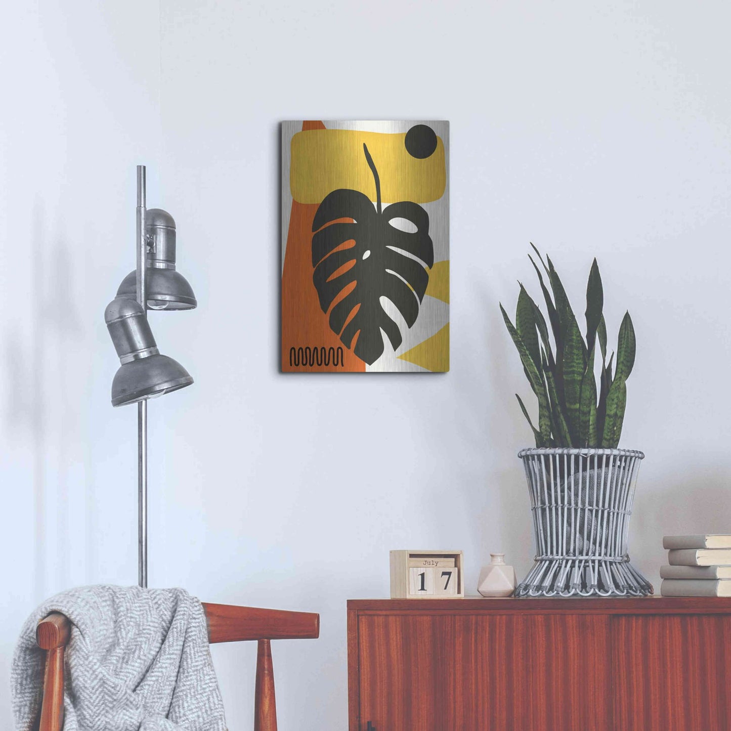 Luxe Metal Art 'Tropical Leaves Two' by Ayse, Metal Wall Art,16x24