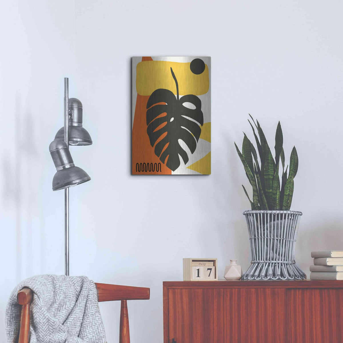 'Tropical Leaves Two' by Ayse – Metal Wall Art, 16x24 room view