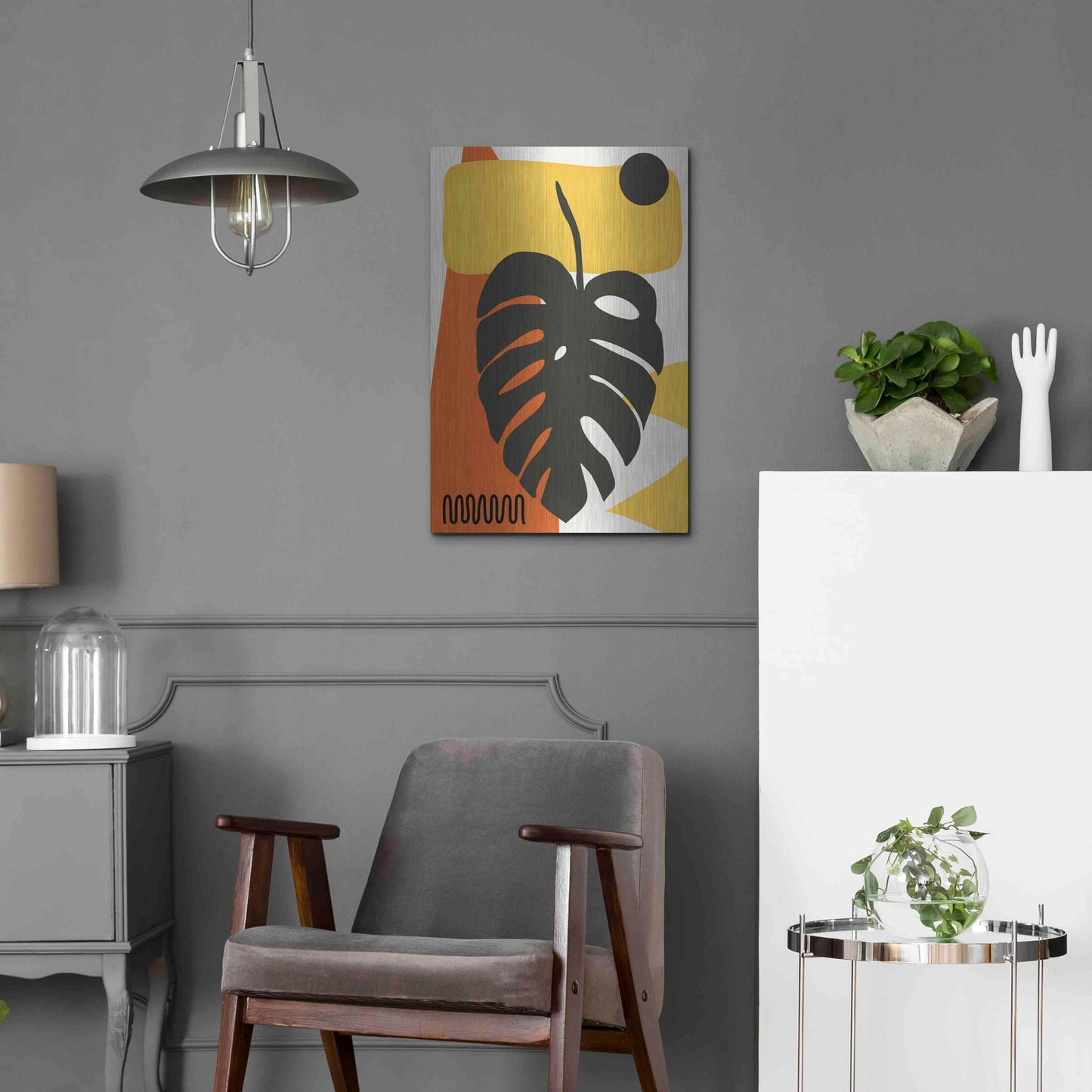 Luxe Metal Art 'Tropical Leaves Two' by Ayse, Metal Wall Art,16x24