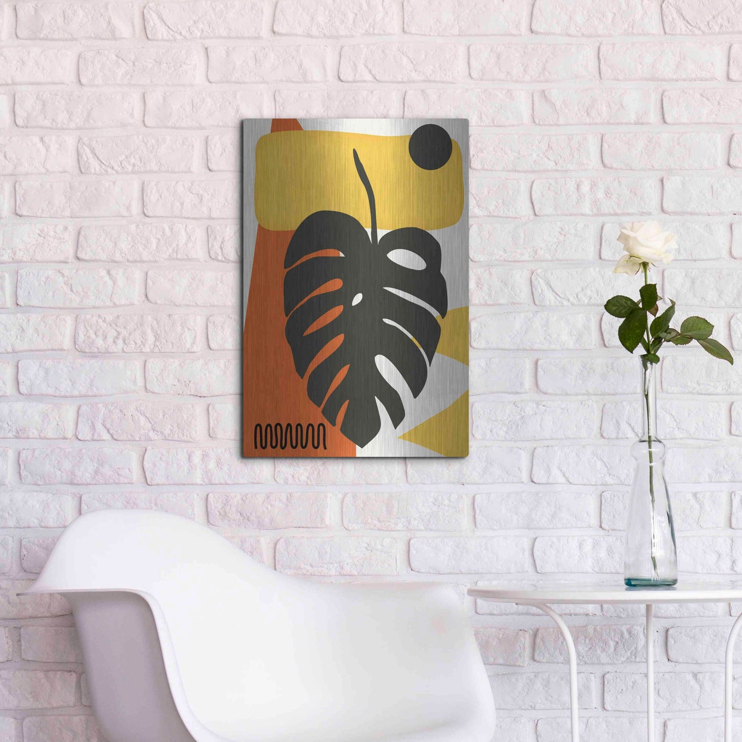 Luxe Metal Art 'Tropical Leaves Two' by Ayse, Metal Wall Art,16x24
