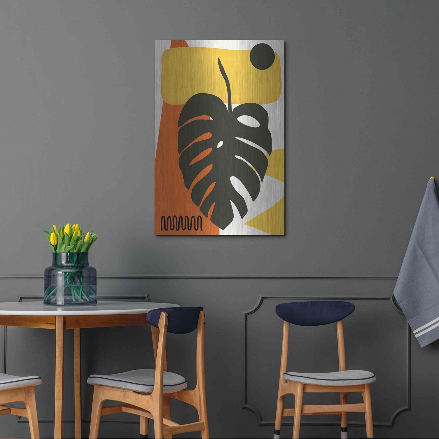 Luxe Metal Art 'Tropical Leaves Two' by Ayse, Metal Wall Art,24x36