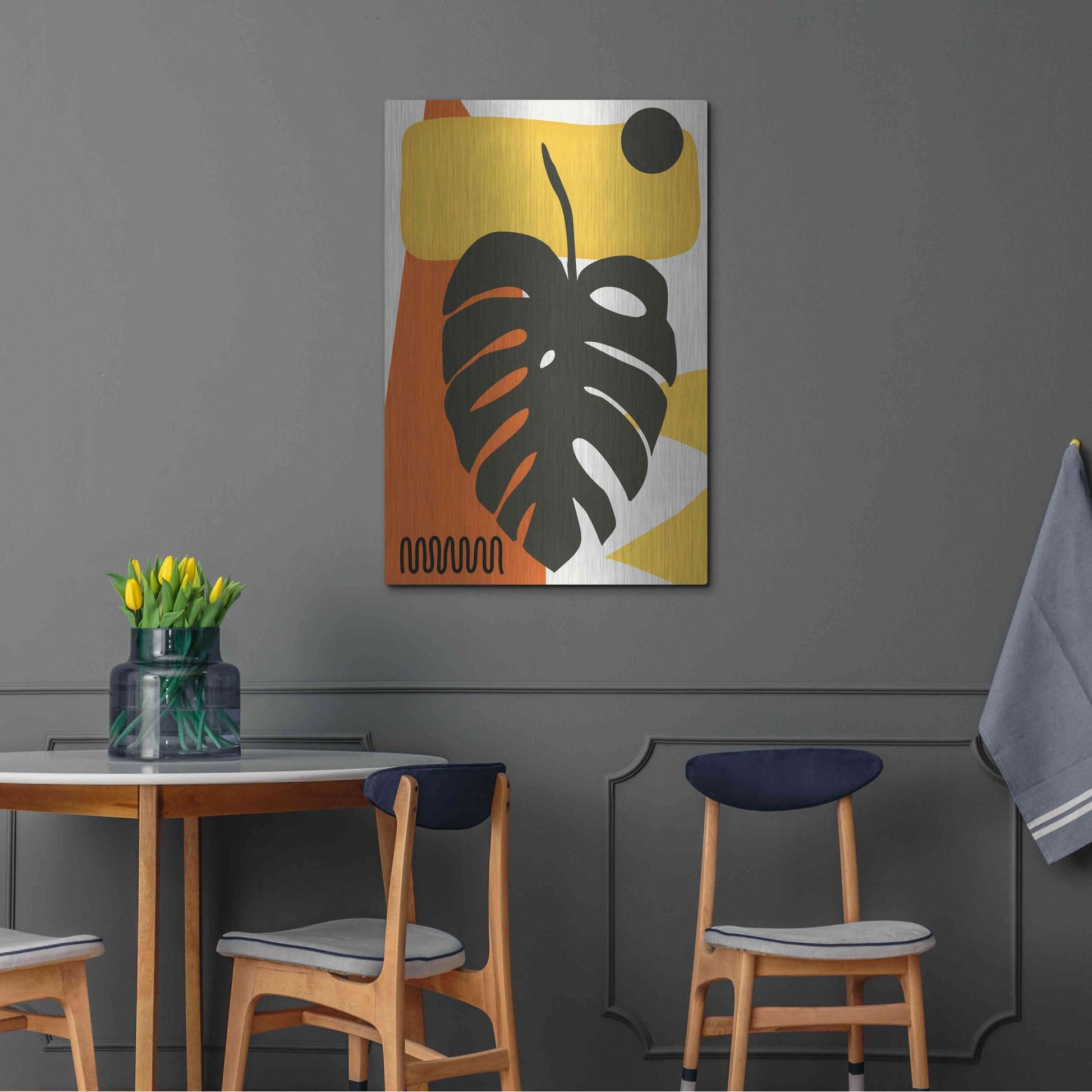 Luxe Metal Art 'Tropical Leaves Two' by Ayse, Metal Wall Art,24x36