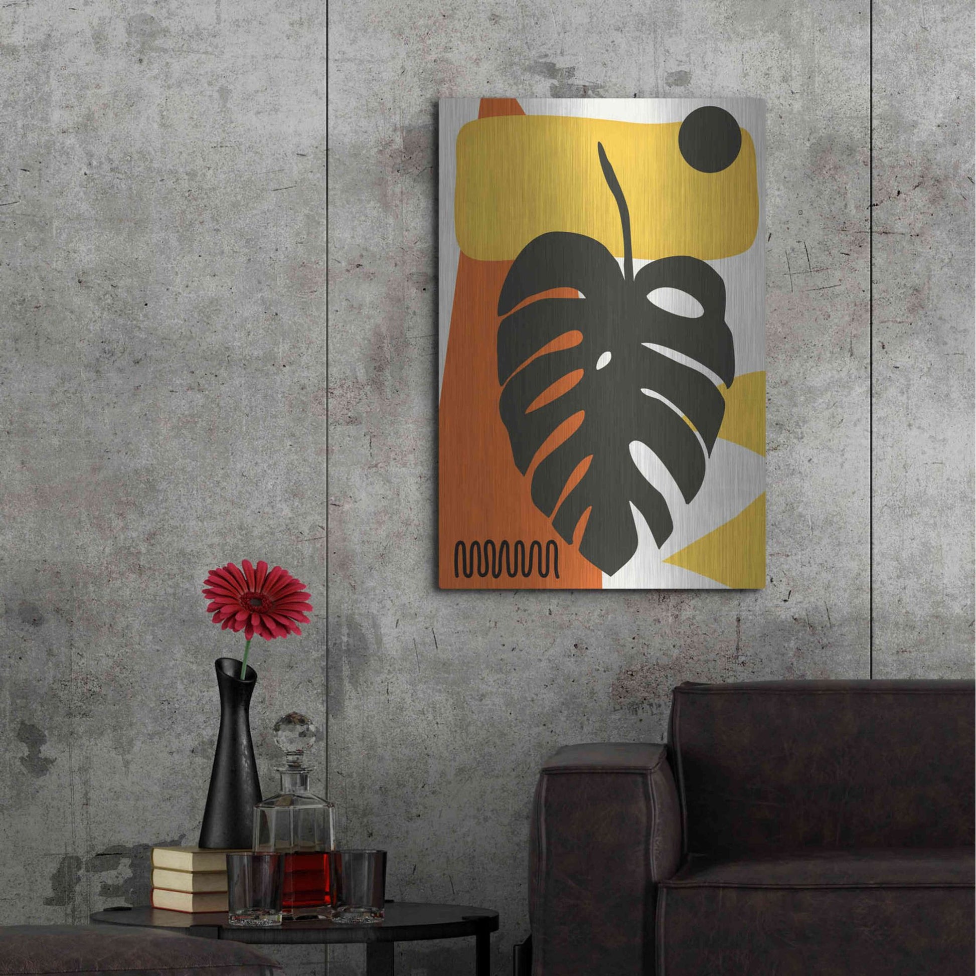 Luxe Metal Art 'Tropical Leaves Two' by Ayse, Metal Wall Art,24x36