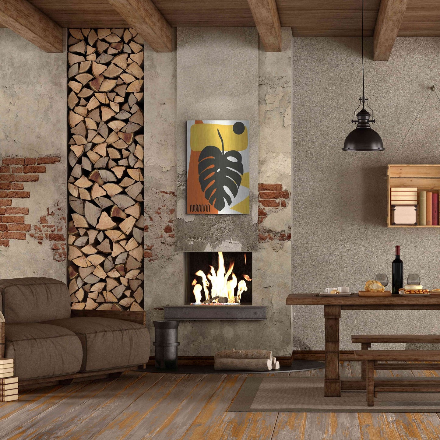 Luxe Metal Art 'Tropical Leaves Two' by Ayse, Metal Wall Art,24x36