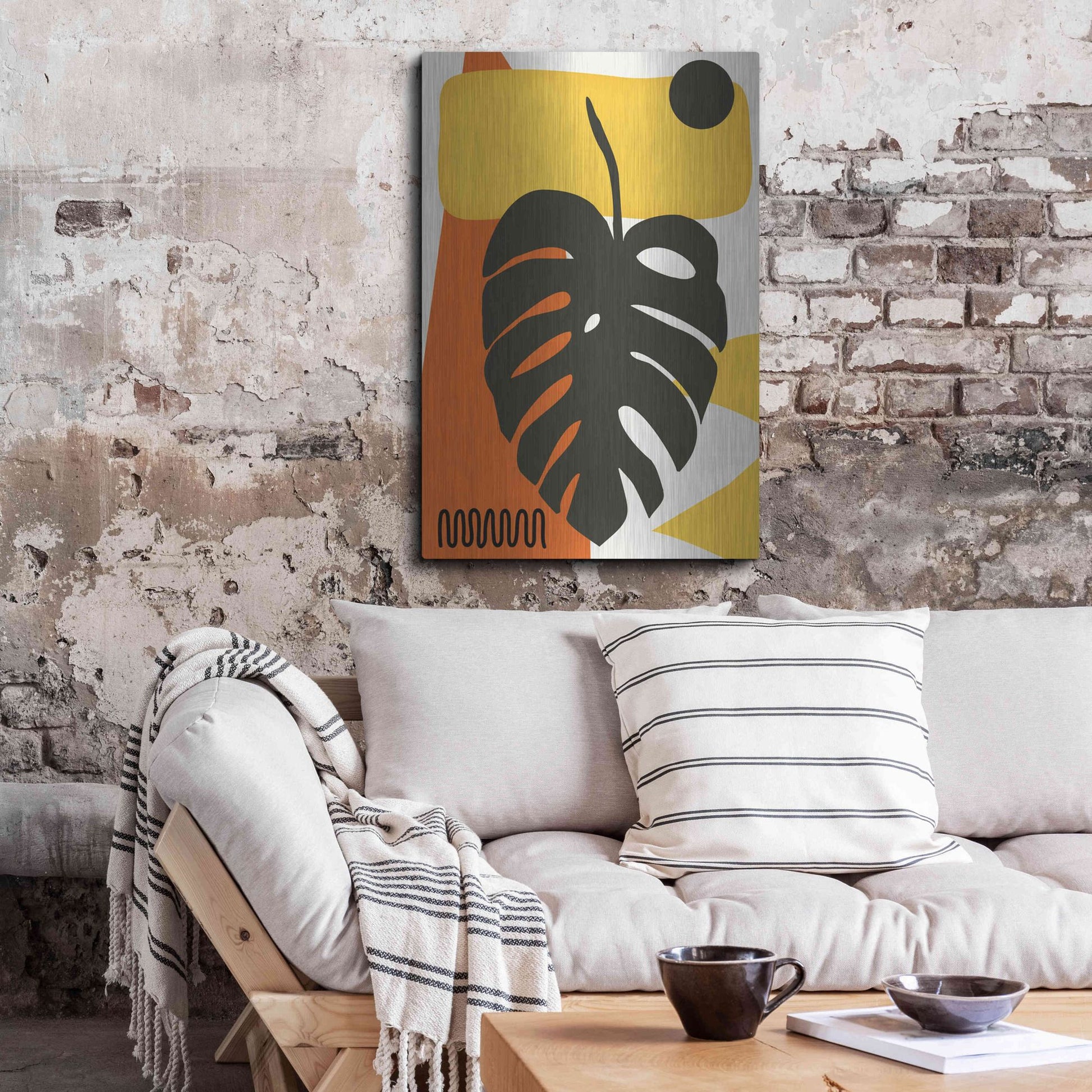 Luxe Metal Art 'Tropical Leaves Two' by Ayse, Metal Wall Art,24x36