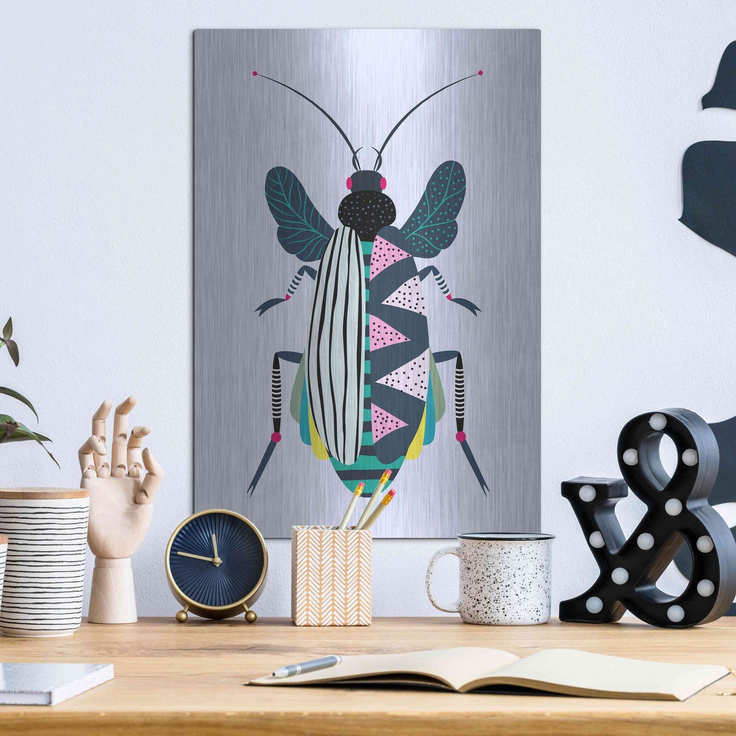 Luxe Metal Art 'Beetle' by Ayse, Metal Wall Art,12x16